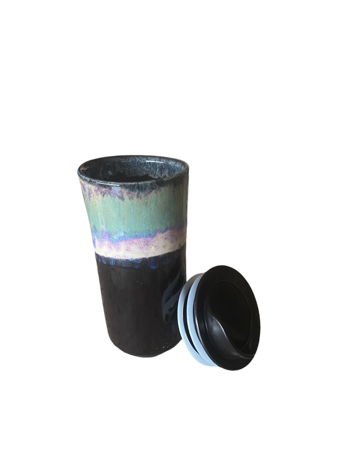 Reactive Blue/Purple Coffee Travel Mug, Travel Coffee Cup, Handmade Travel Coffee Mug, Coffee Tumbler, Travel Mug, Travel Tumbler