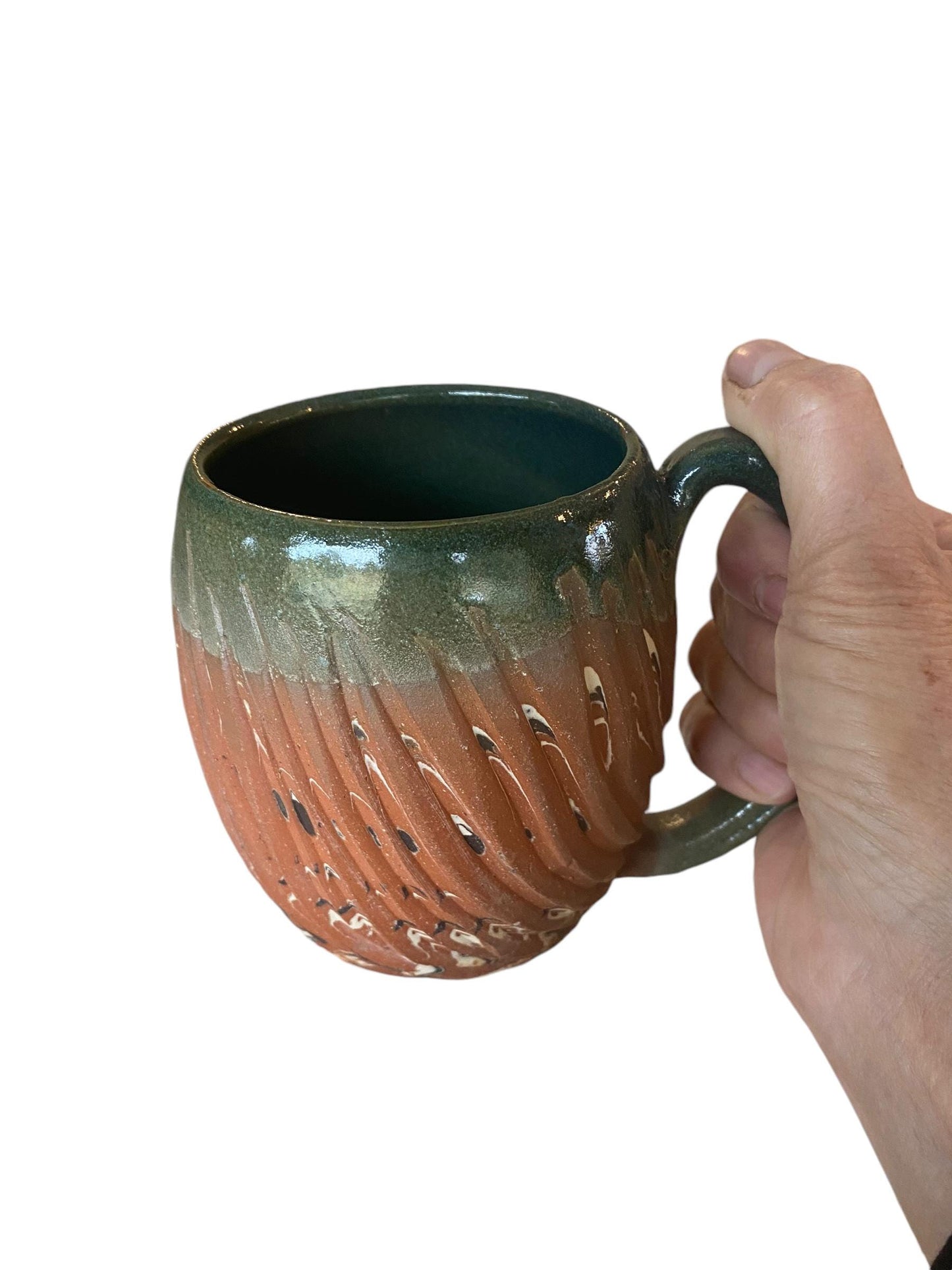 Red and Black Carved Agateware 16-Ounce Coffee or Tea Mug: Handcrafted Elegance for Your Morning Brew