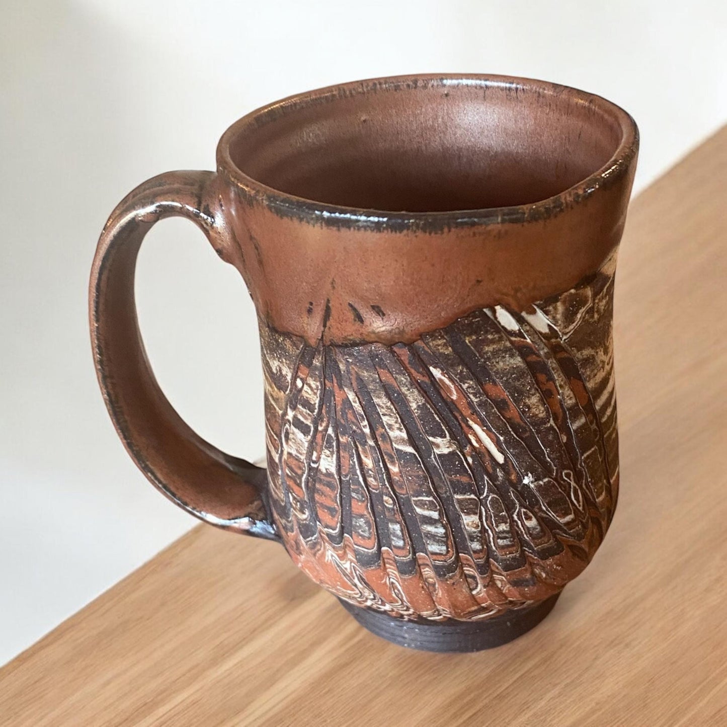 Handmade Agatware Coffee Mug Glazed In a Copper Satin Glaze - Tea Mug