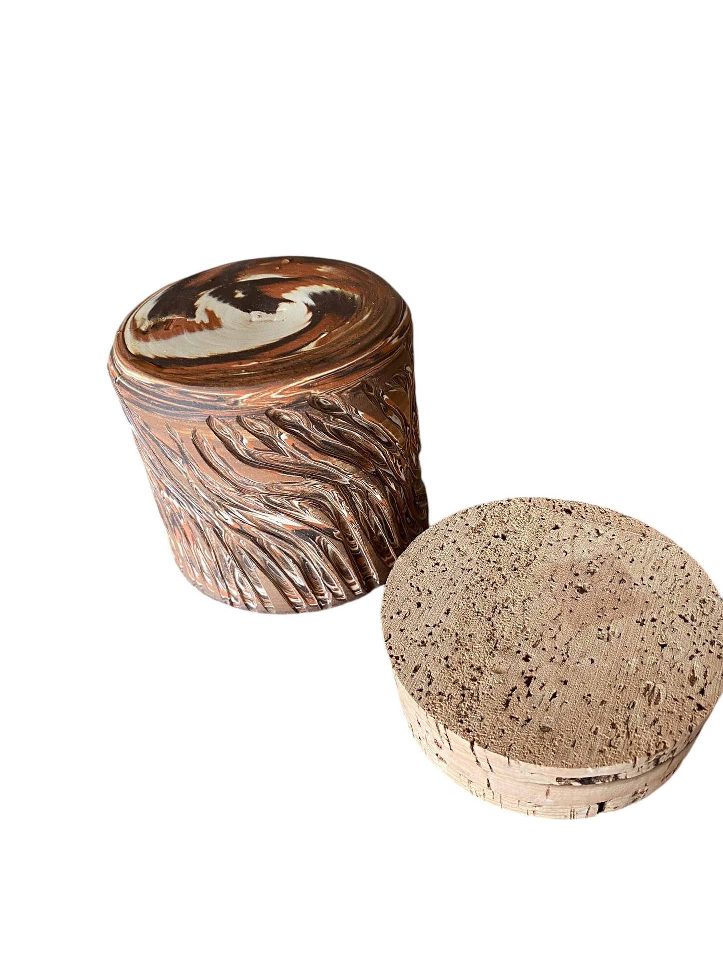 Artisan-Crafted Agateware Lidded Jar - 2 Cup Capacity: Handmade Pottery Canister for Unique Home Decor and Storage Solutions