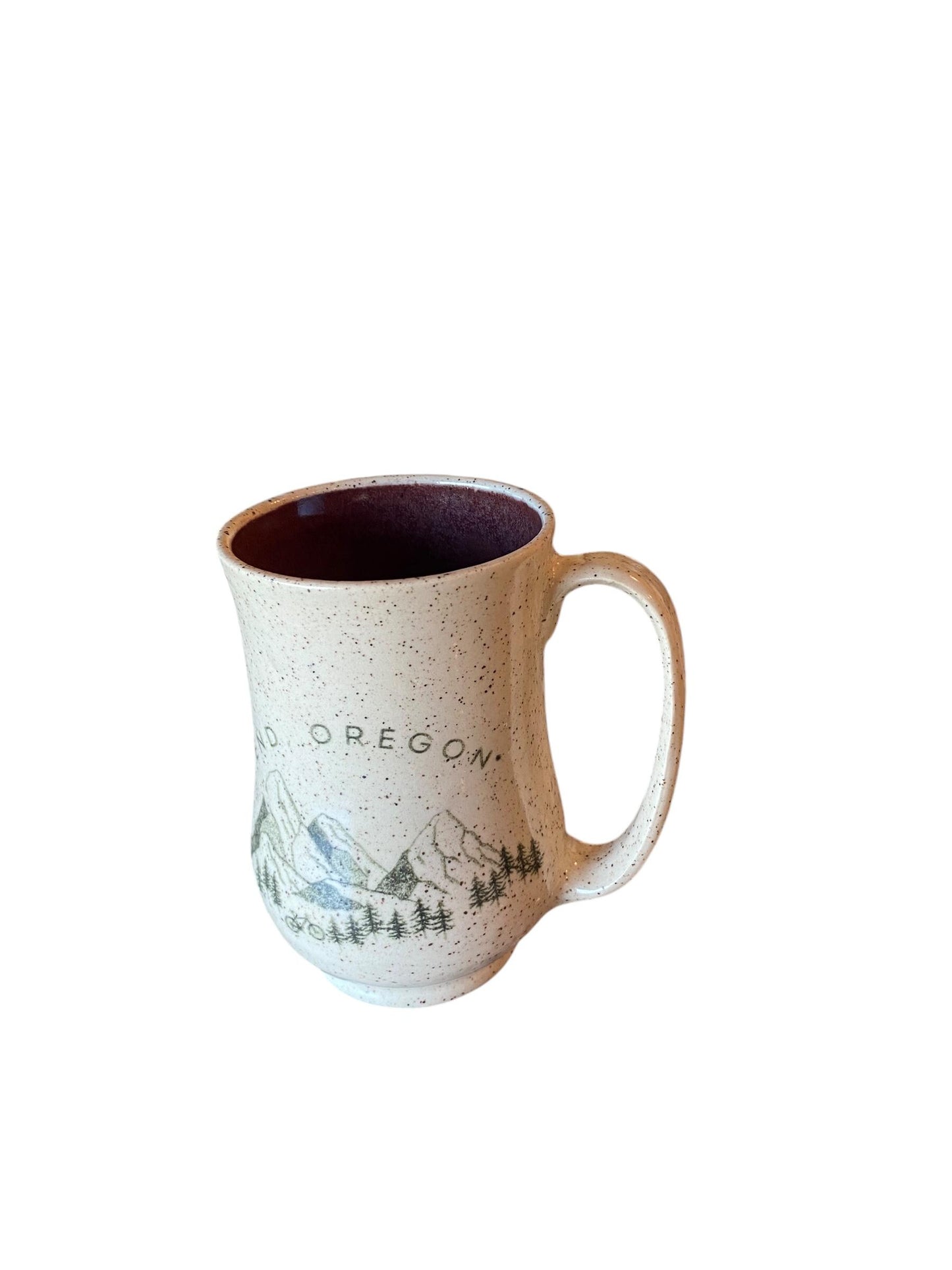 Large Handmade Mug with a Bend, Oregon Mountain Scene - 18 ounce  - Unique Pottery Coffee Mug