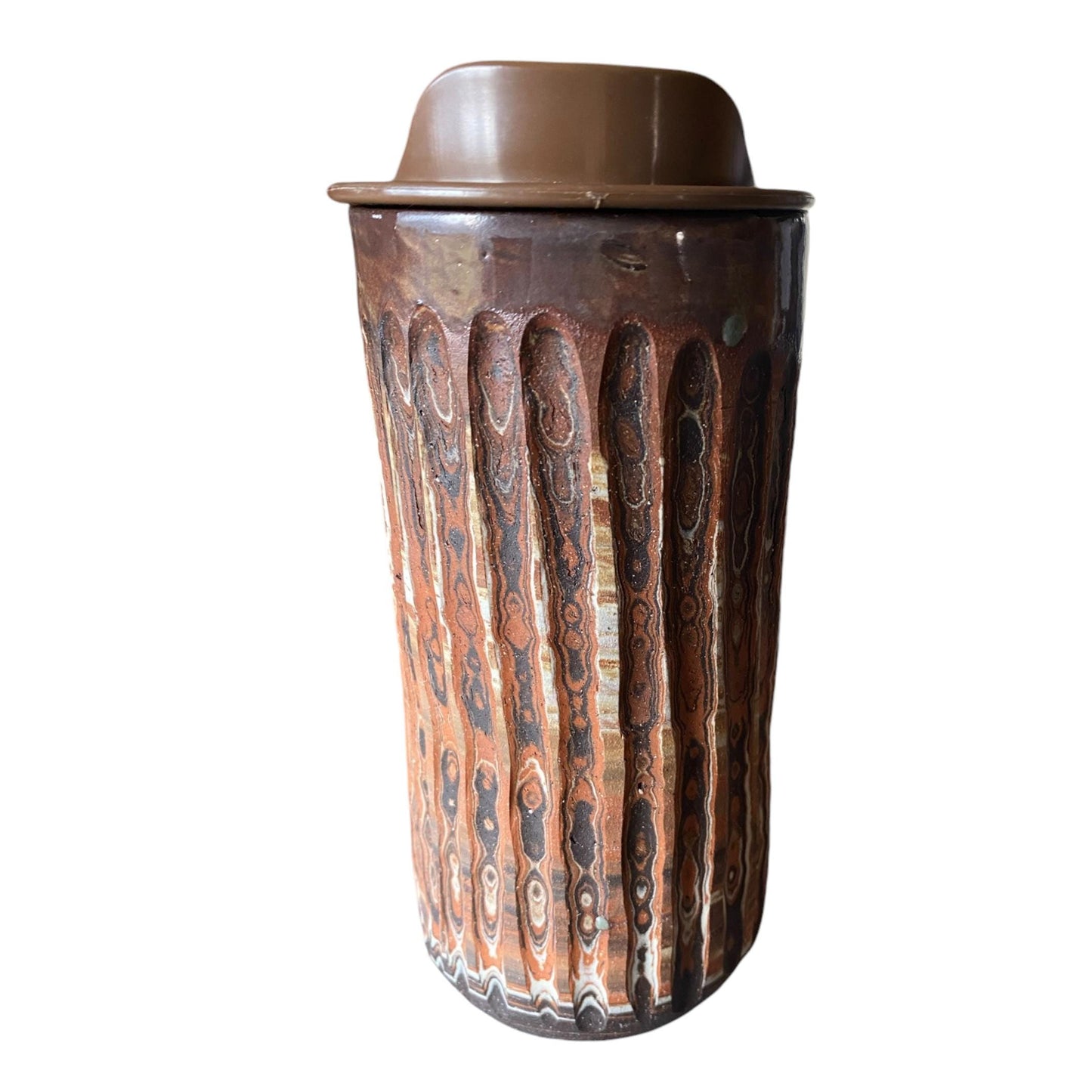 Agateware 16 Ounce Handmade Travel Mug with Lid - Stylish and Functional Pottery for Your Commute - Unique Travel Coffee Cup (B-6)