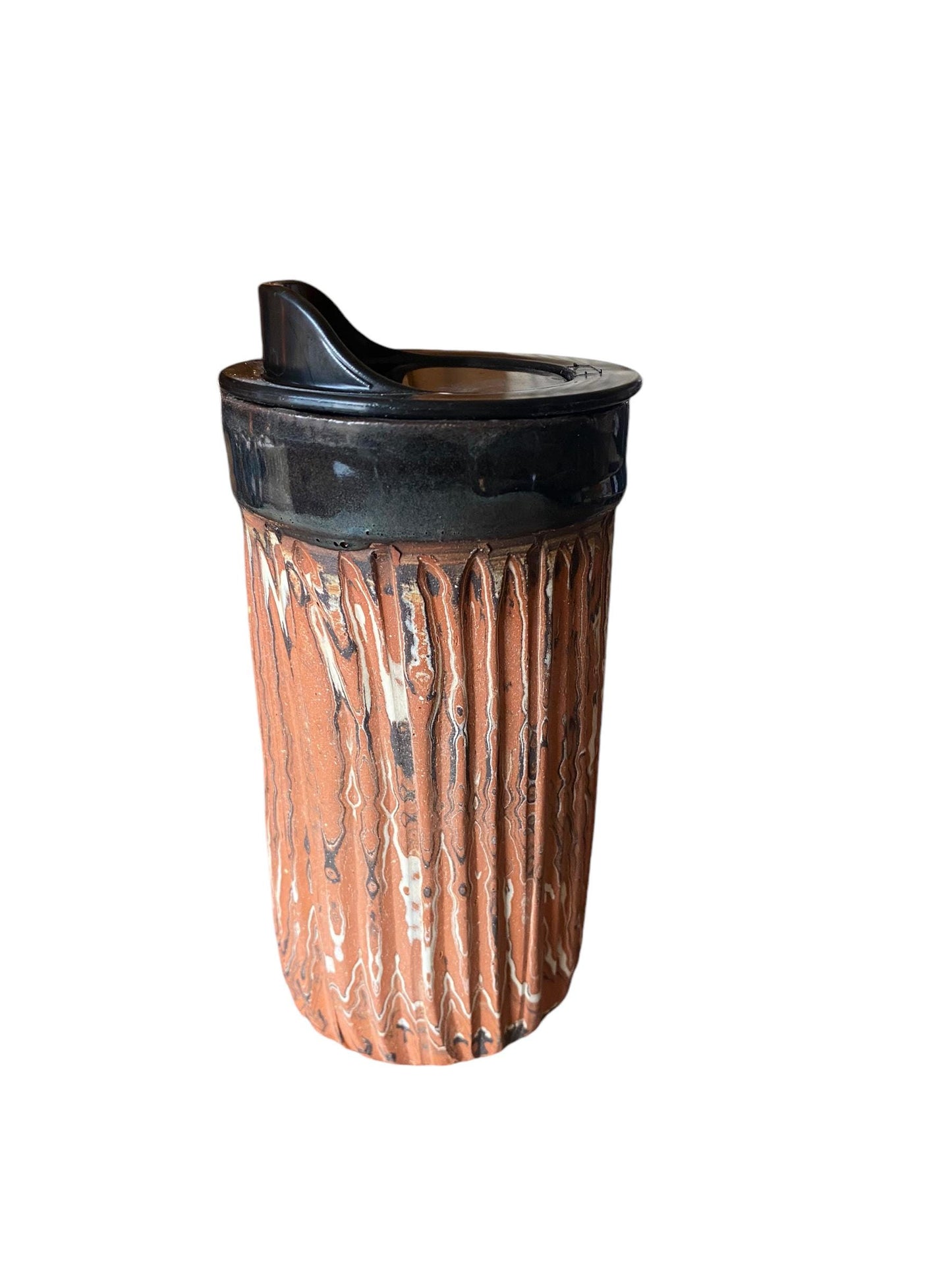 Agateware 16 Ounce Handmade Travel Mug with Lid - Stylish and Functional Pottery for Your Commute - Unique Travel Coffee Cup