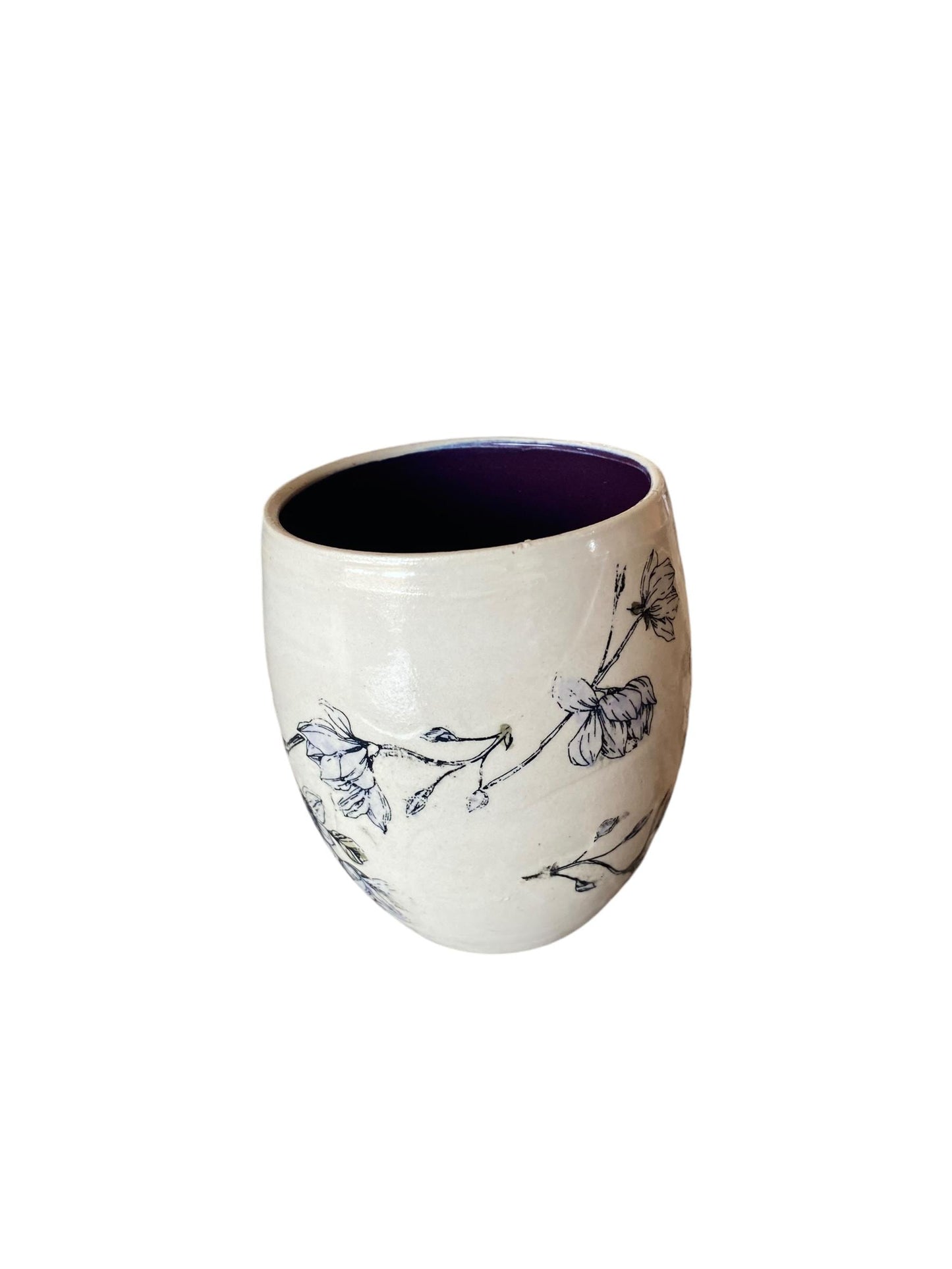 Large Handmade Mug with a Lavender Flowers - 18 ounce  - Unique Pottery Coffee Mug