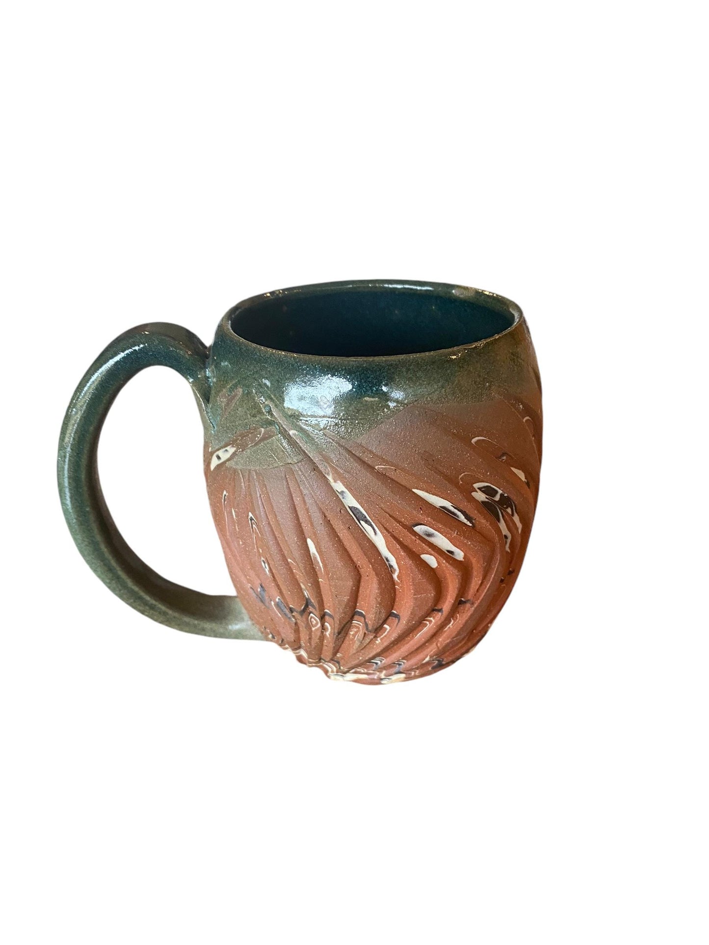 Red and Black Carved Agateware 16-Ounce Coffee or Tea Mug: Handcrafted Elegance for Your Morning Brew