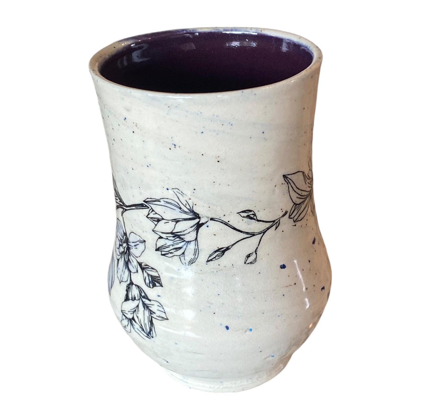 Large Hand-Painted 16-Ounce Mug with Magnolia Flowers - Ceramic Coffee or Tea Mug