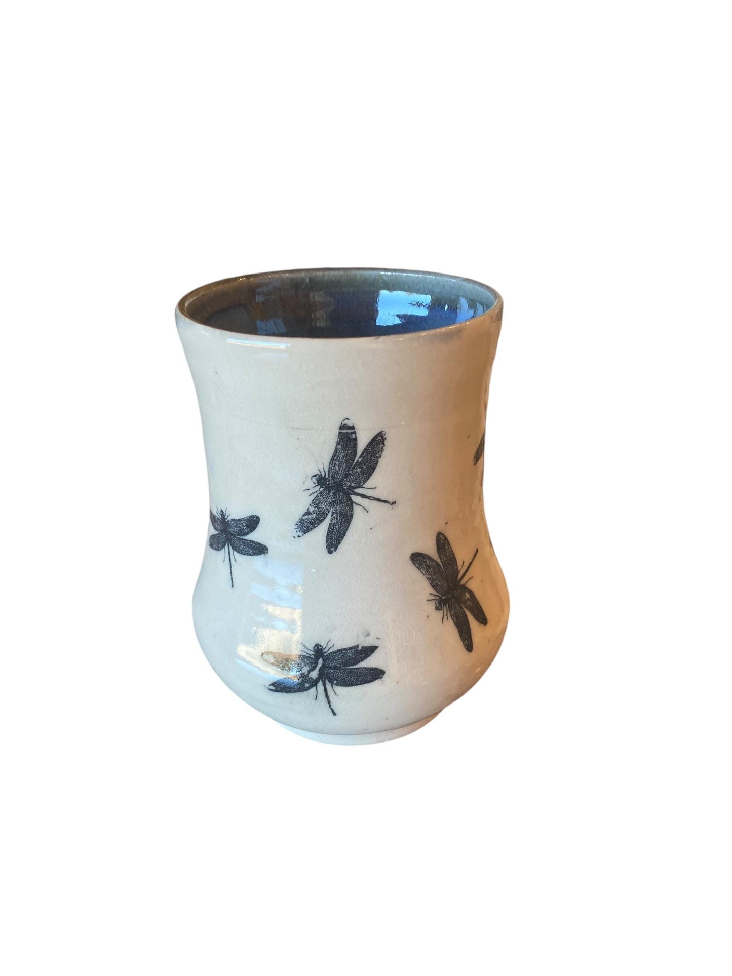 Large Handmade Mug with Dragonflies - Unique 18 Ounce Pottery Coffee Mug