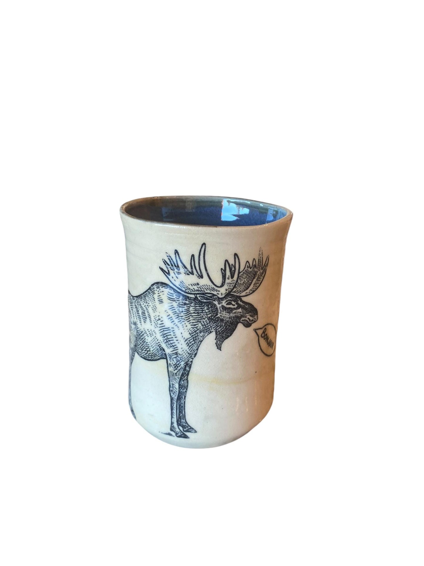 Large Handmade Mug with A Moose and Squirrel- Unique 18 Ounce Pottery Coffee Mug