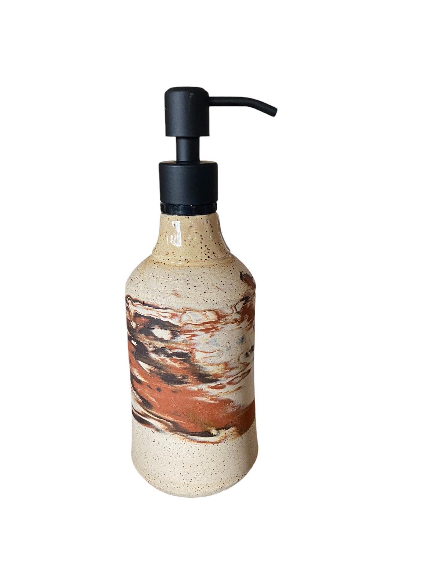 Agateware Soap Bottle Dispenser - Handmade Kitchen Soap & Lotion Pump - Unique Pottery Bathroom Decor