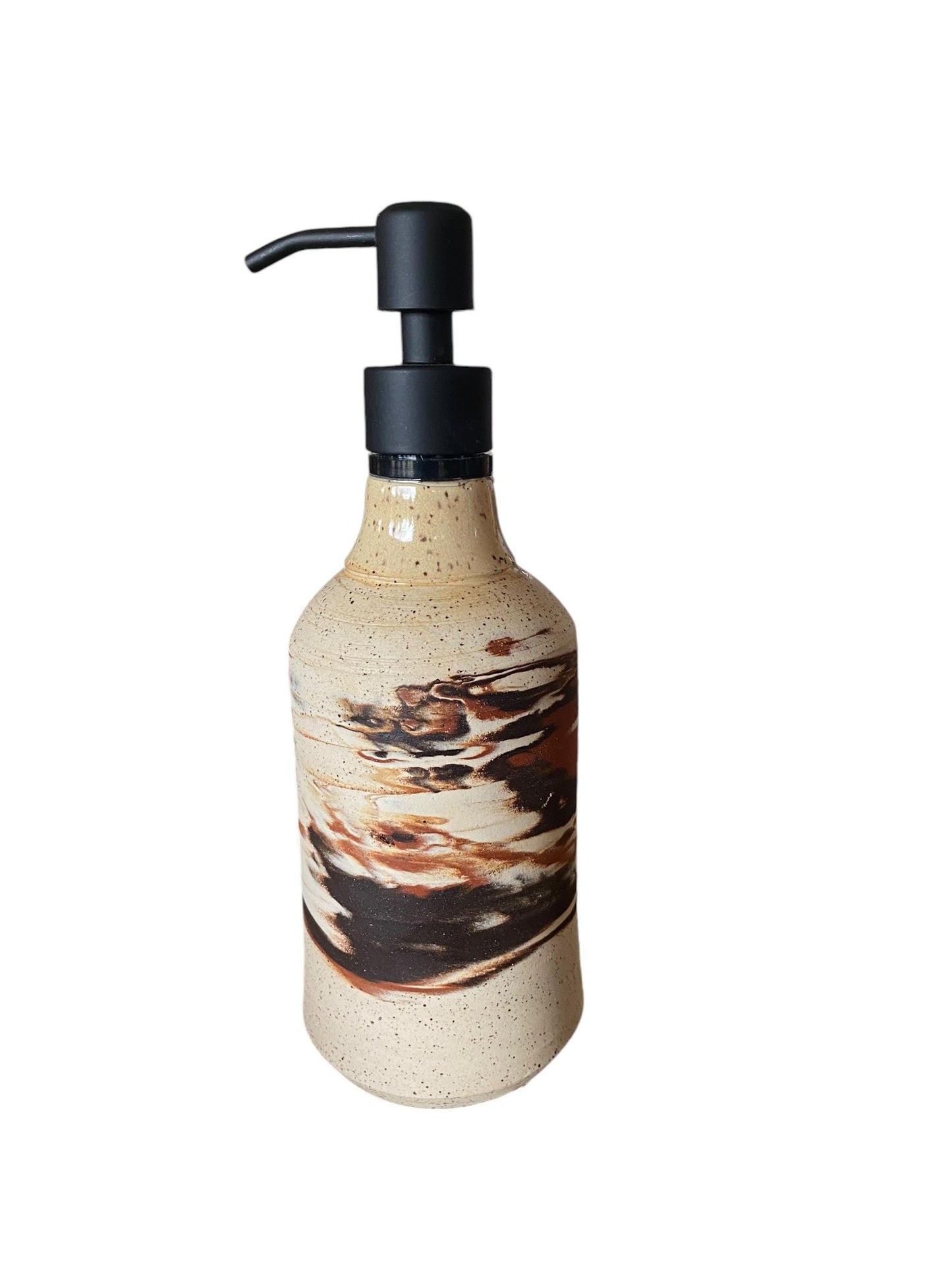 Agateware Soap Bottle Dispenser - Handmade Kitchen Soap & Lotion Pump - Unique Pottery Bathroom Decor