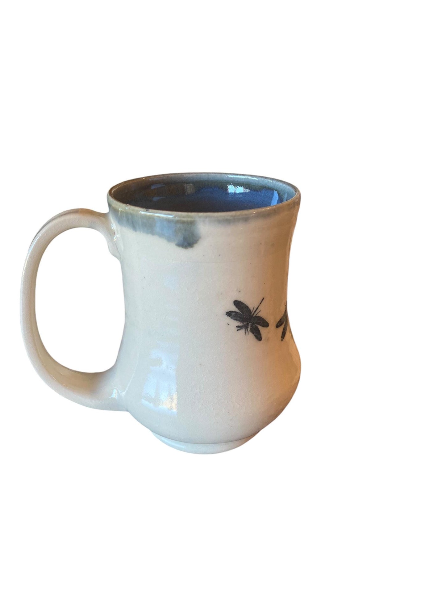 Large Handmade Mug with Dragonflies - Unique 18 Ounce Pottery Coffee Mug