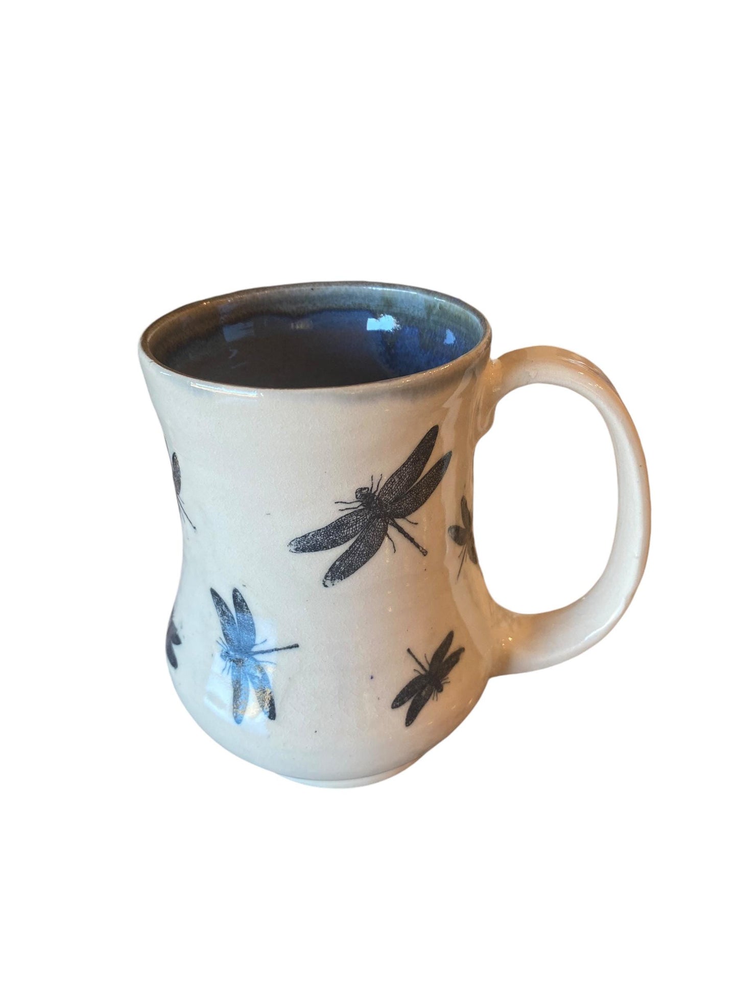 Large Handmade Mug with Dragonflies - Unique 18 Ounce Pottery Coffee Mug