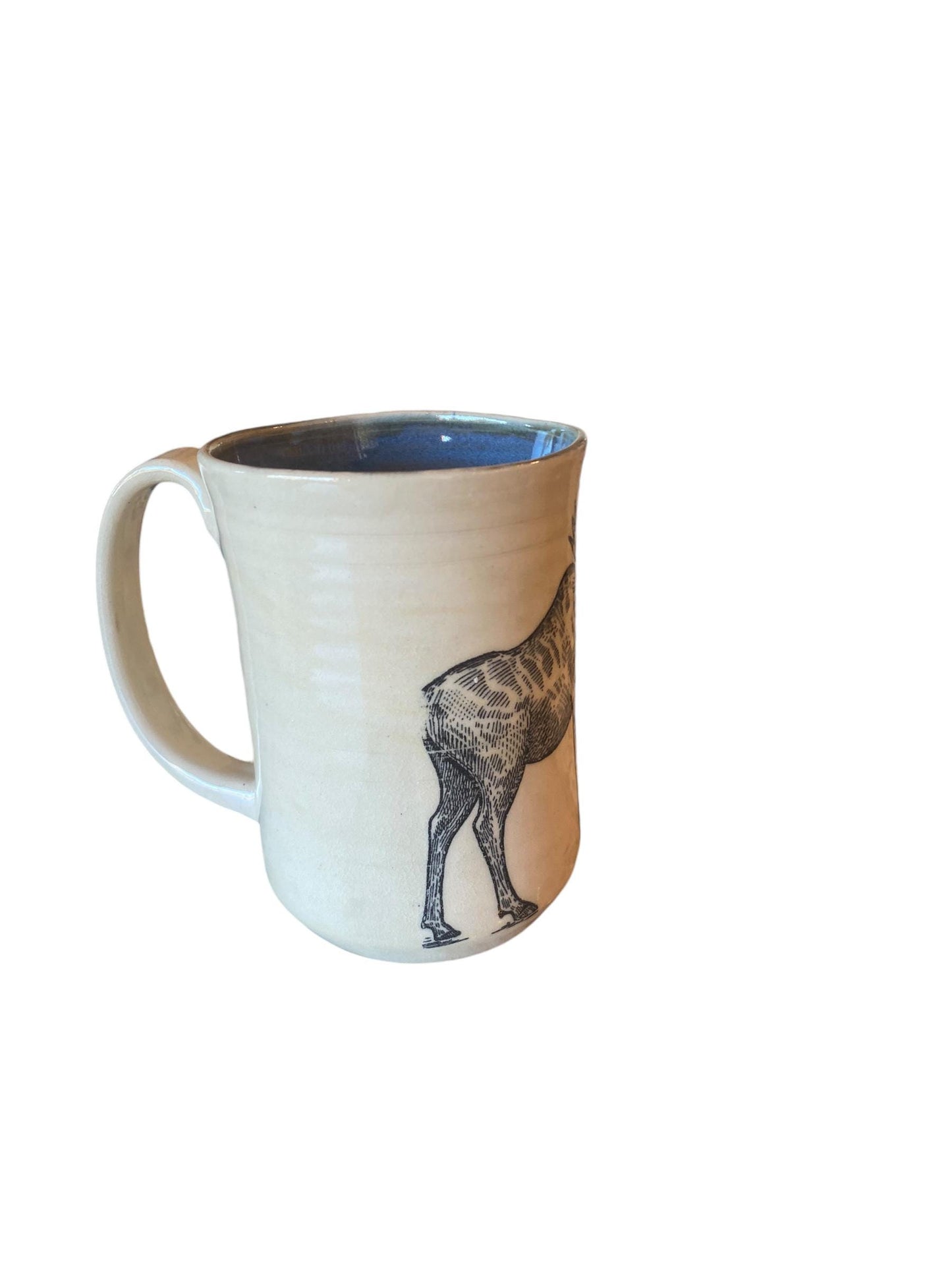 Large Handmade Mug with A Moose and Squirrel- Unique 18 Ounce Pottery Coffee Mug