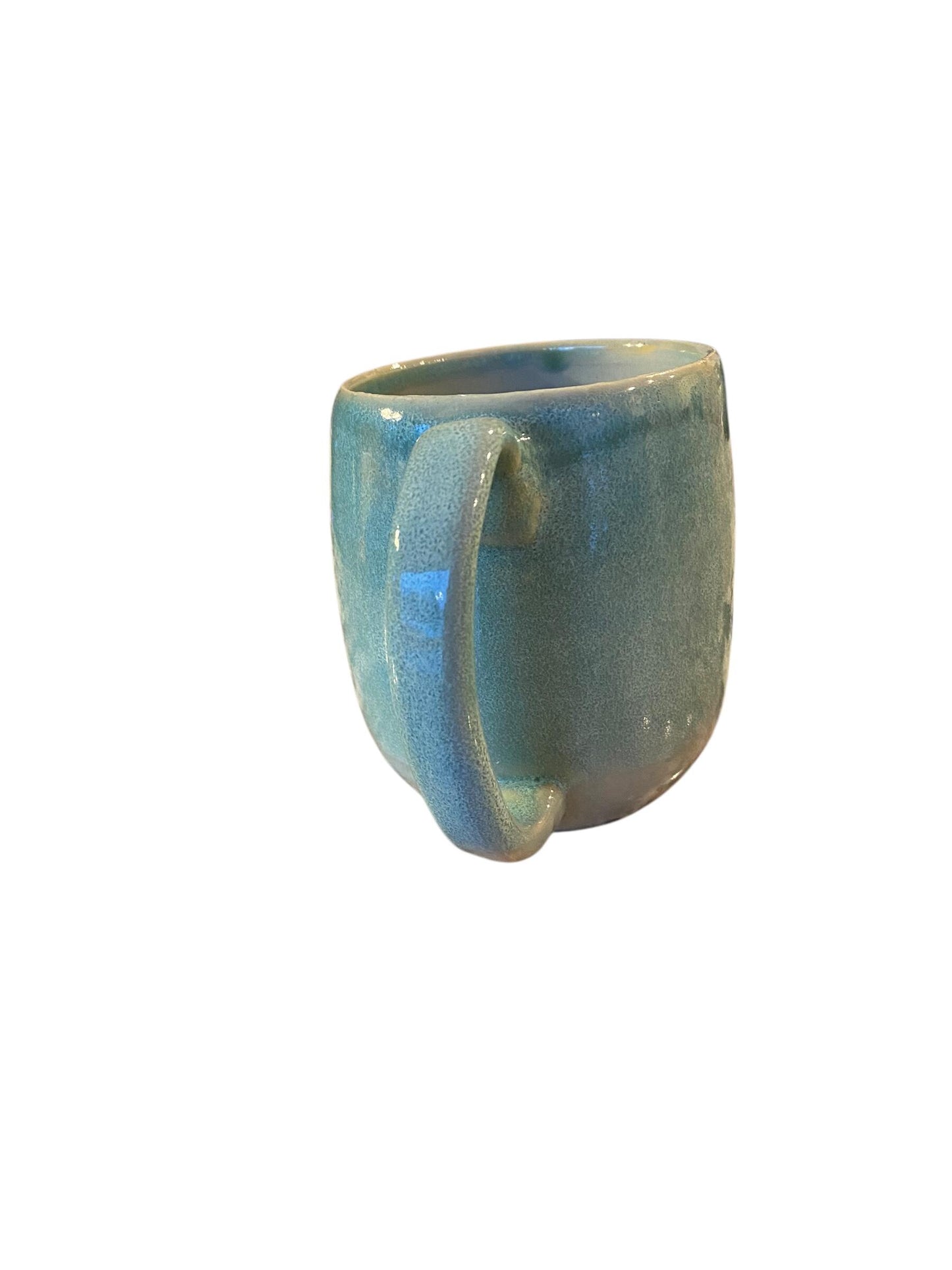 Large Handmade Mug Embellished with Fish floating in a Turquoise Glaze - 18 Ounce Unique Pottery Coffee Mug