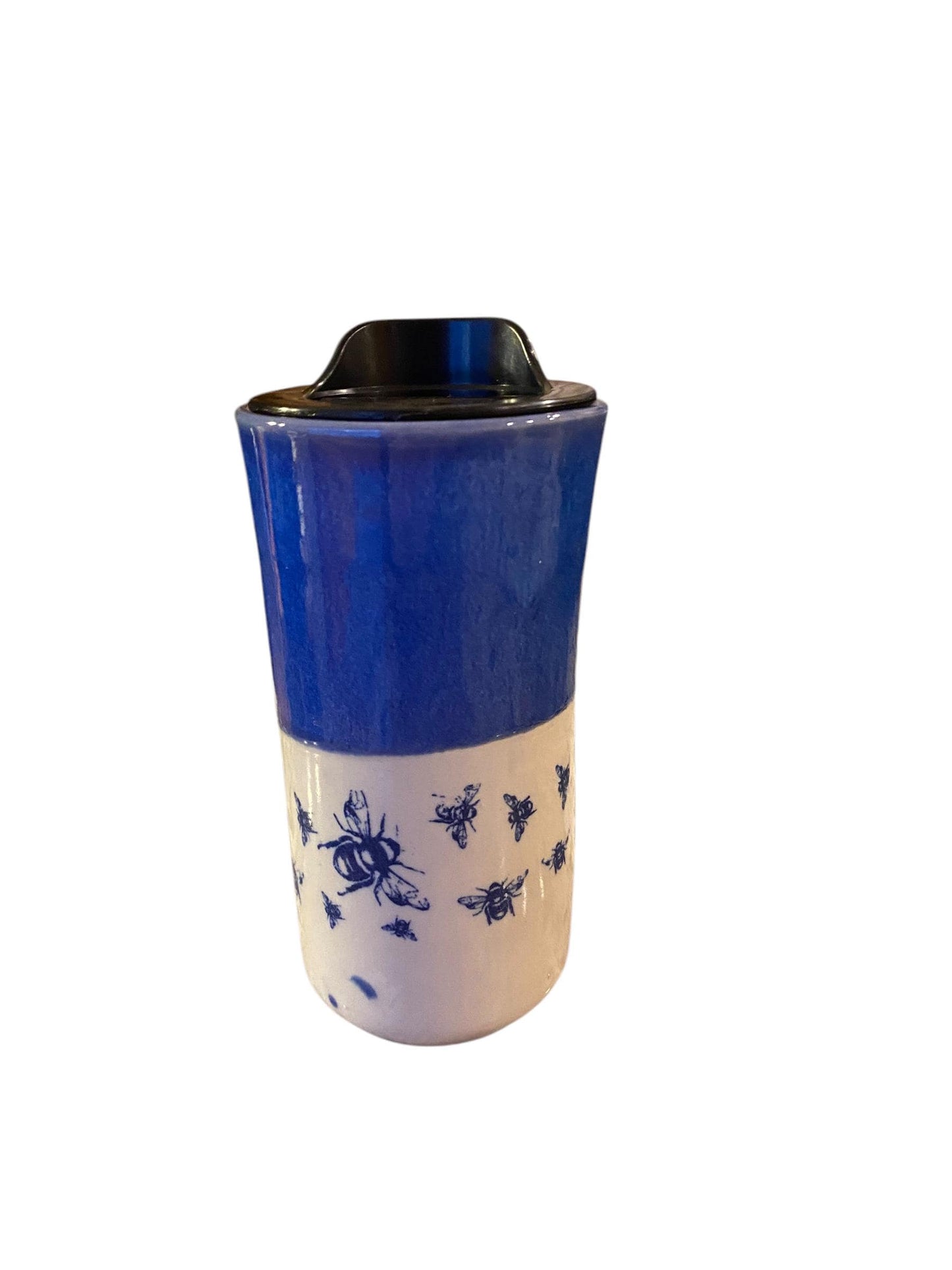 Handmade16 - Ounce Travel Mug With Bees - Travel Mug - Pottery Mug -  Coffee Mug