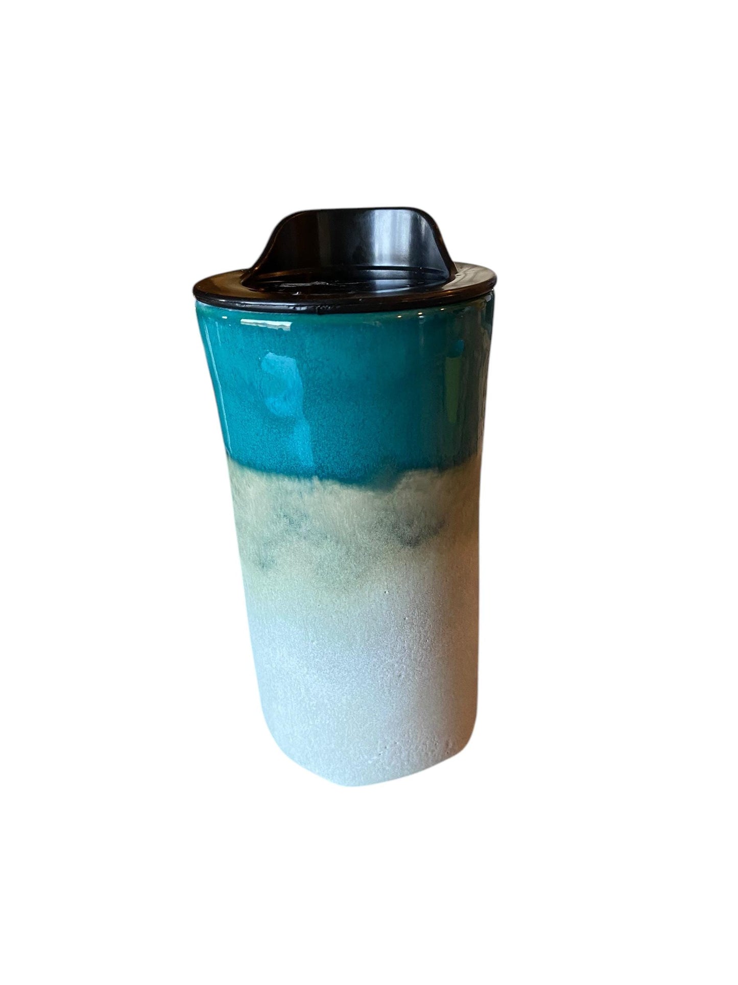 Handmade Turquoise and Sea Blue  Travel Mug - Porcelain -  Travel Coffee Cup -  Travel Mug - Pottery Mug - Coffee Mug