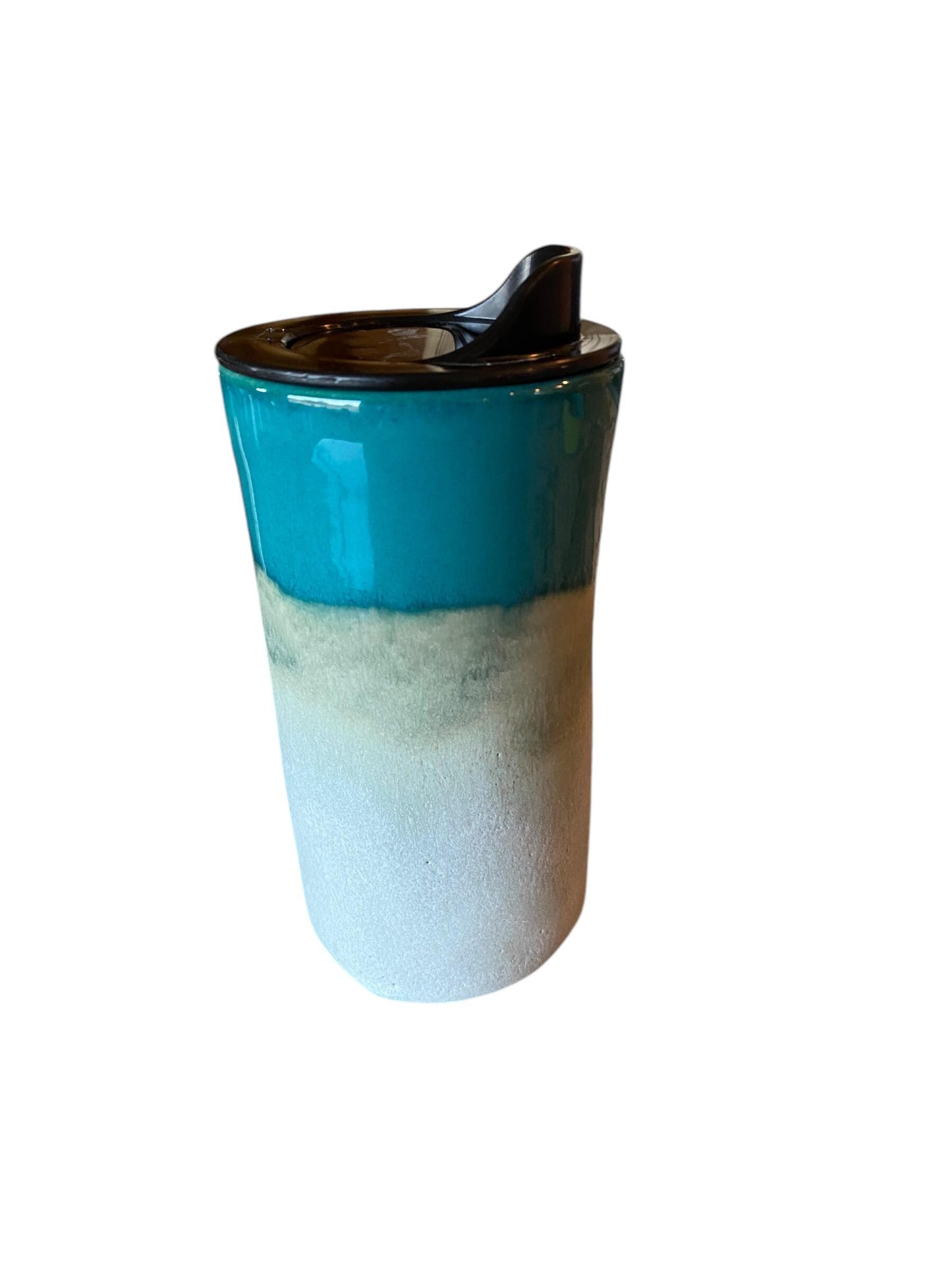 Handmade Turquoise and Sea Blue  Travel Mug - Porcelain -  Travel Coffee Cup -  Travel Mug - Pottery Mug - Coffee Mug