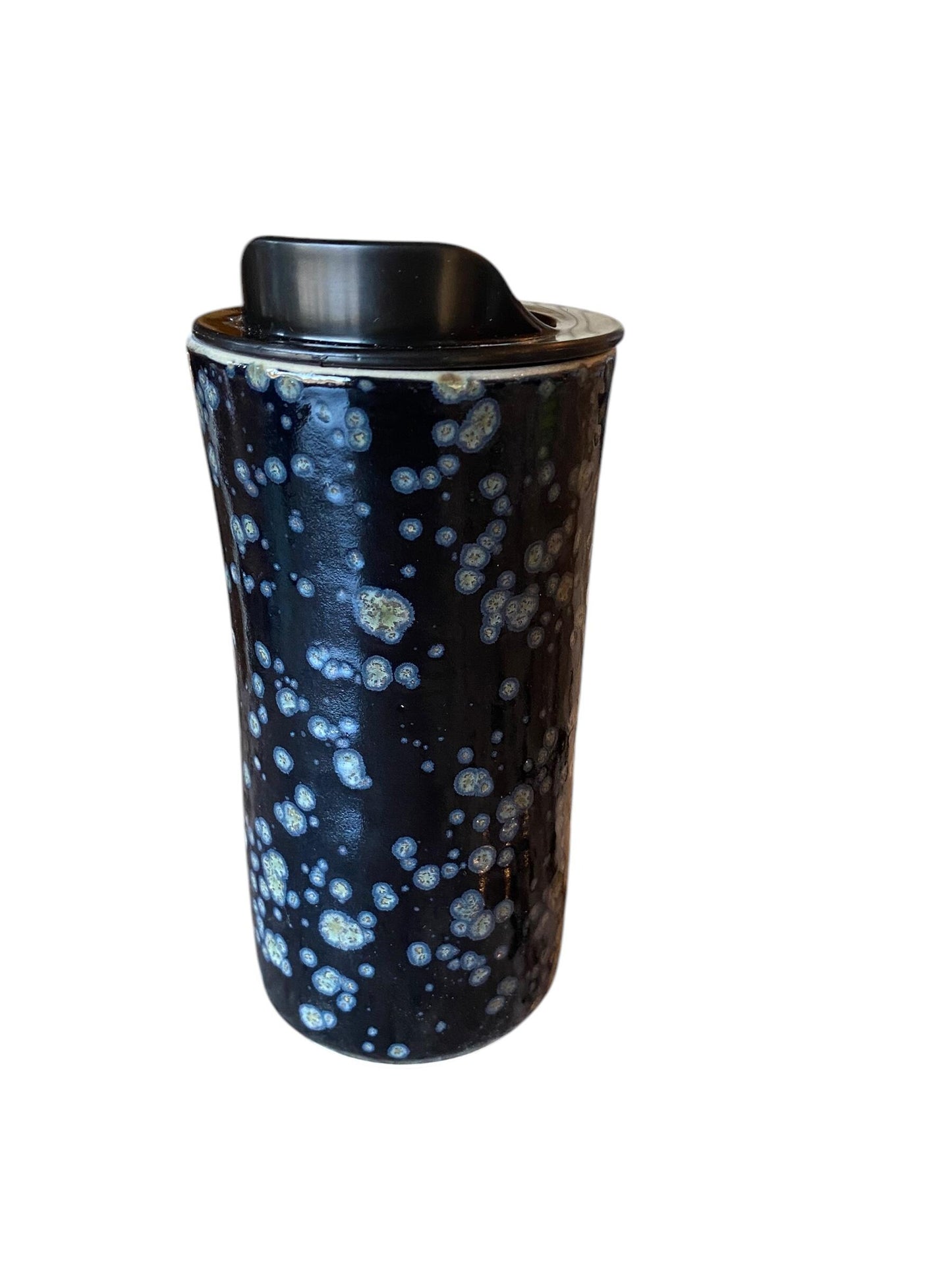 Handmade Reactive Black Travel Mug - Porcelain -  Travel Coffee Cup -  Travel Mug - Pottery Mug - Coffee Mug