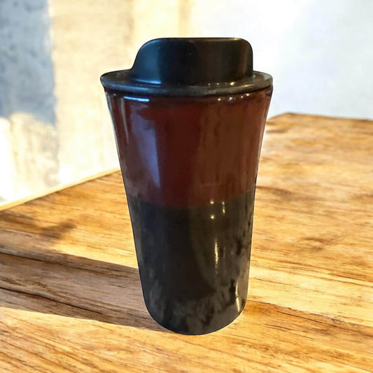 Handmade Red and Black  Travel Mug - Porcelain -  Travel Coffee Cup -  Travel Mug - Pottery Mug - Coffee Mug