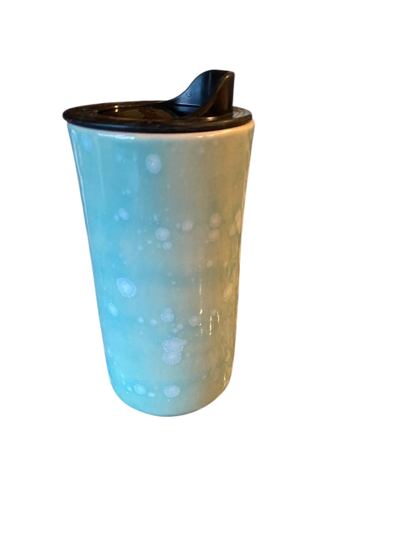 Handmade Light Blue Crystalline Travel Mug - Porcelain -  To Go Cup -  Travel Mug - Pottery Mug -  Mug