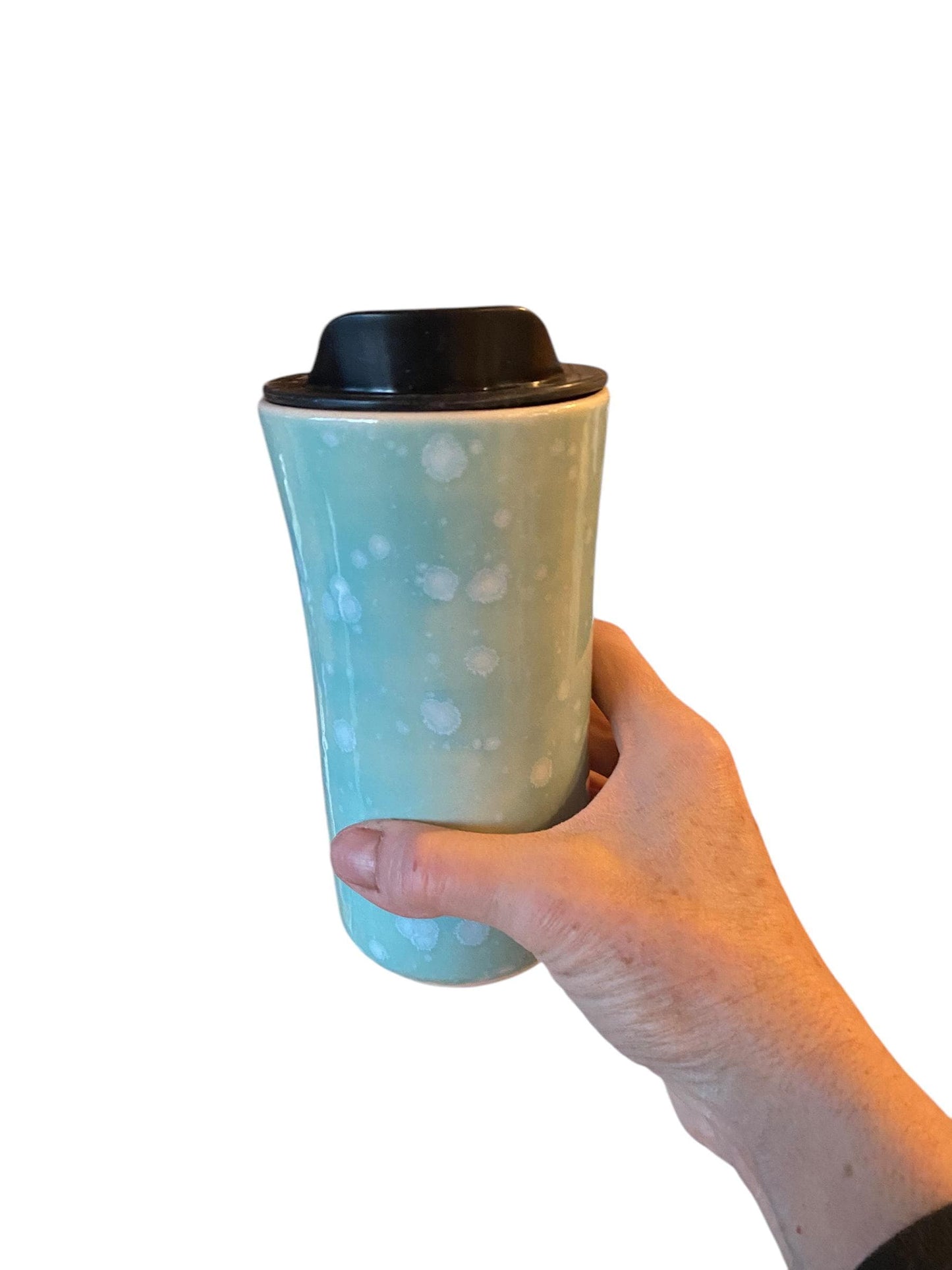 Handmade Light Blue Crystalline Travel Mug - Porcelain -  To Go Cup -  Travel Mug - Pottery Mug -  Mug