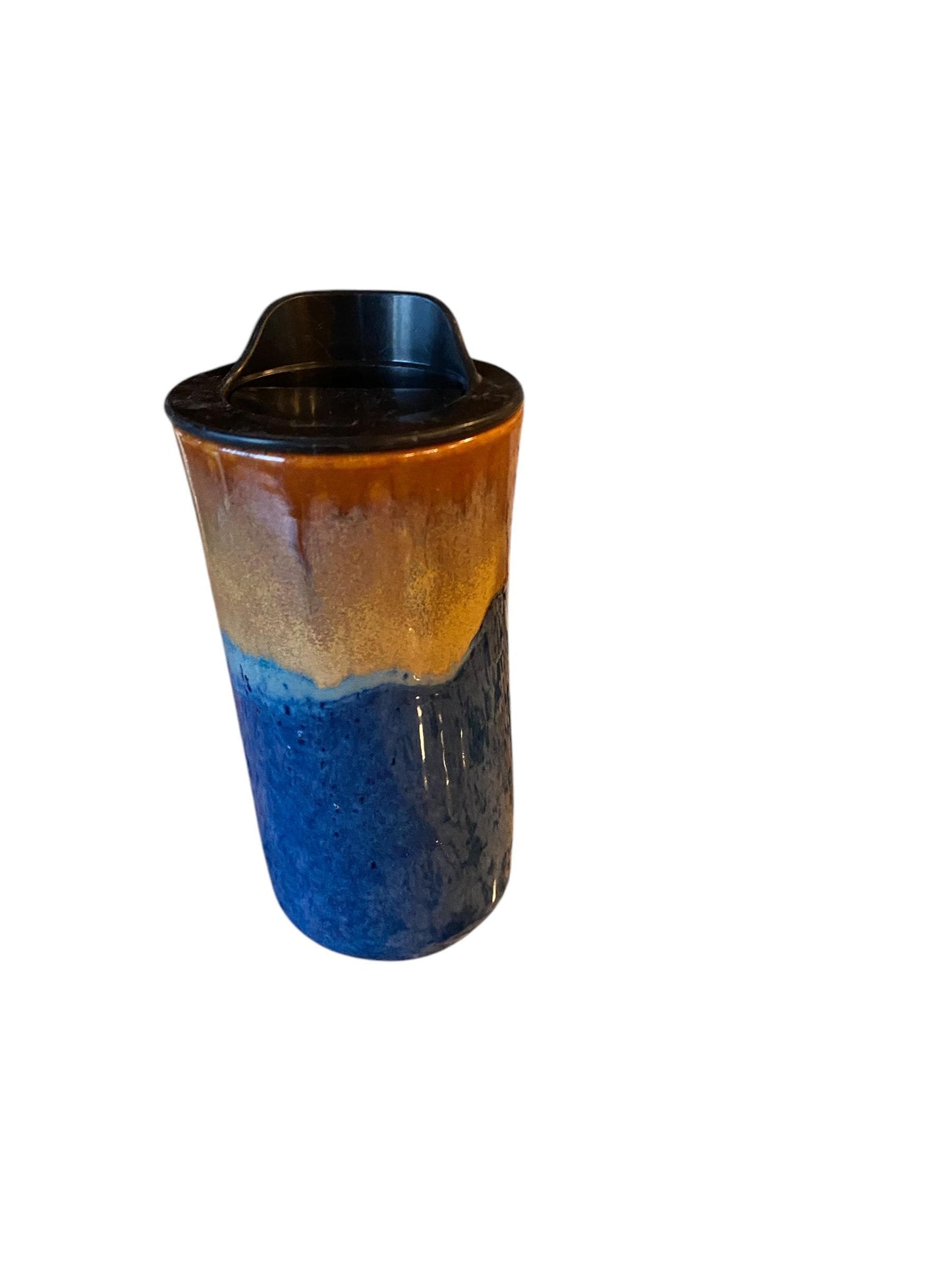 Handmade gold and blue  Travel Mug - Porcelain -  Travel Coffee Cup -  Travel Mug - Pottery Mug - Coffee Mug