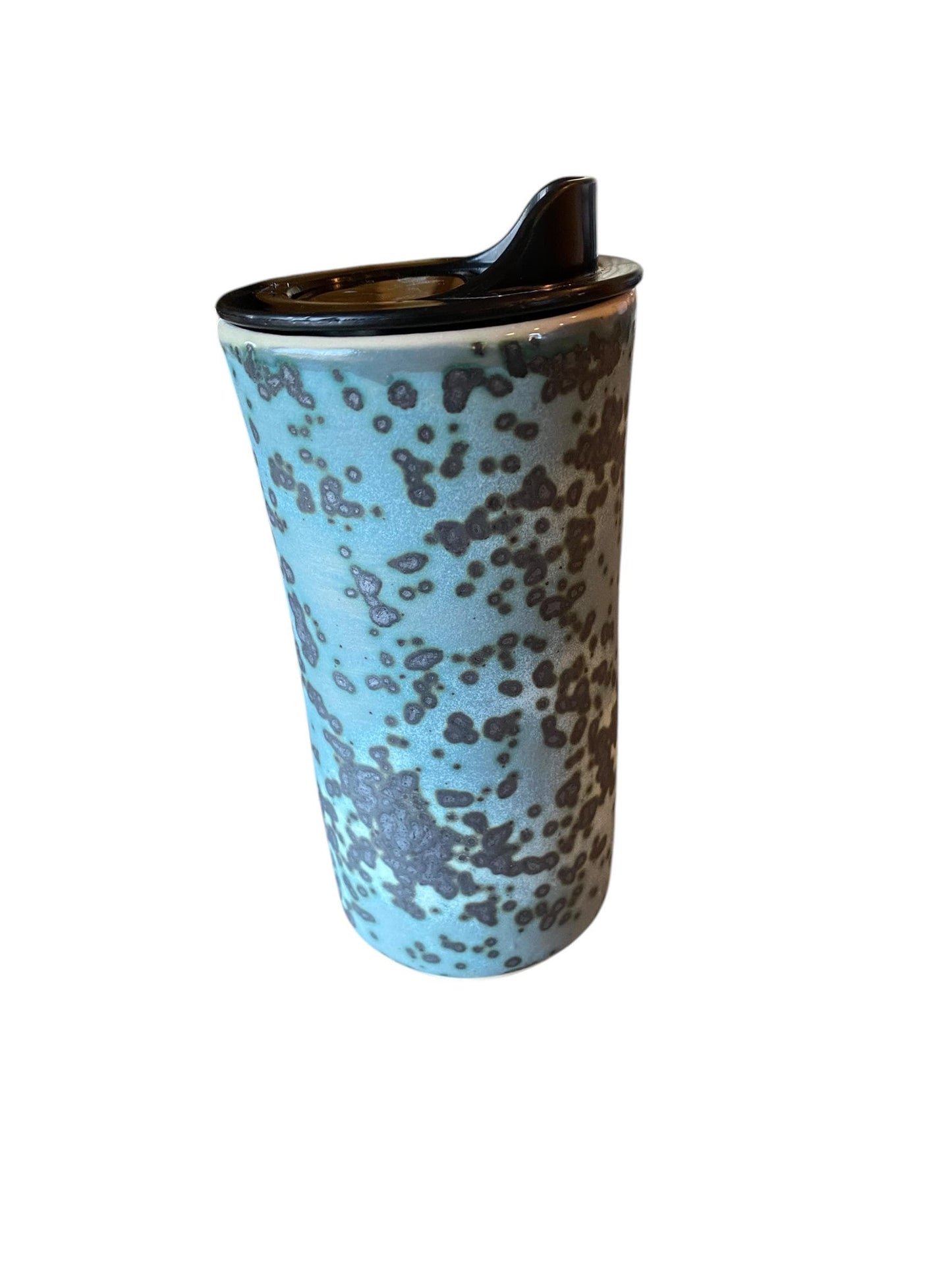 Handmade Turquoise and Black Travel Mug - Porcelain -  Travel Coffee Cup -  Travel Mug - Pottery Mug - Coffee Mug