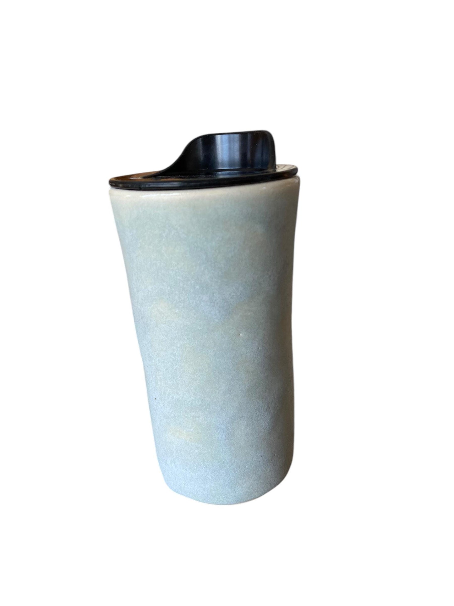 Handmade Matte Gray Porcelain Travel Mug with Lid - 16 oz
