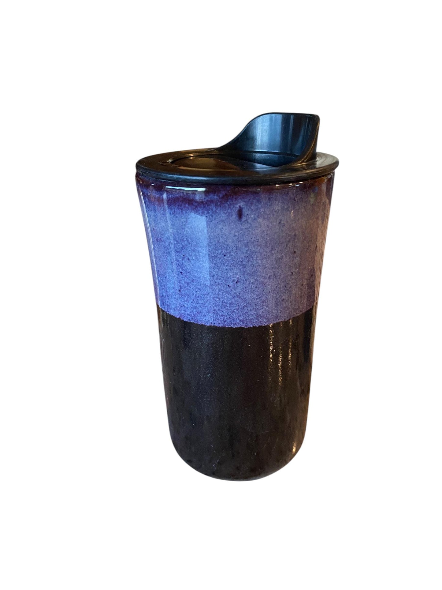 Handmade purple and black  Travel Mug - Porcelain -  Travel Coffee Cup -  Travel Mug - Pottery Mug - Coffee Mug