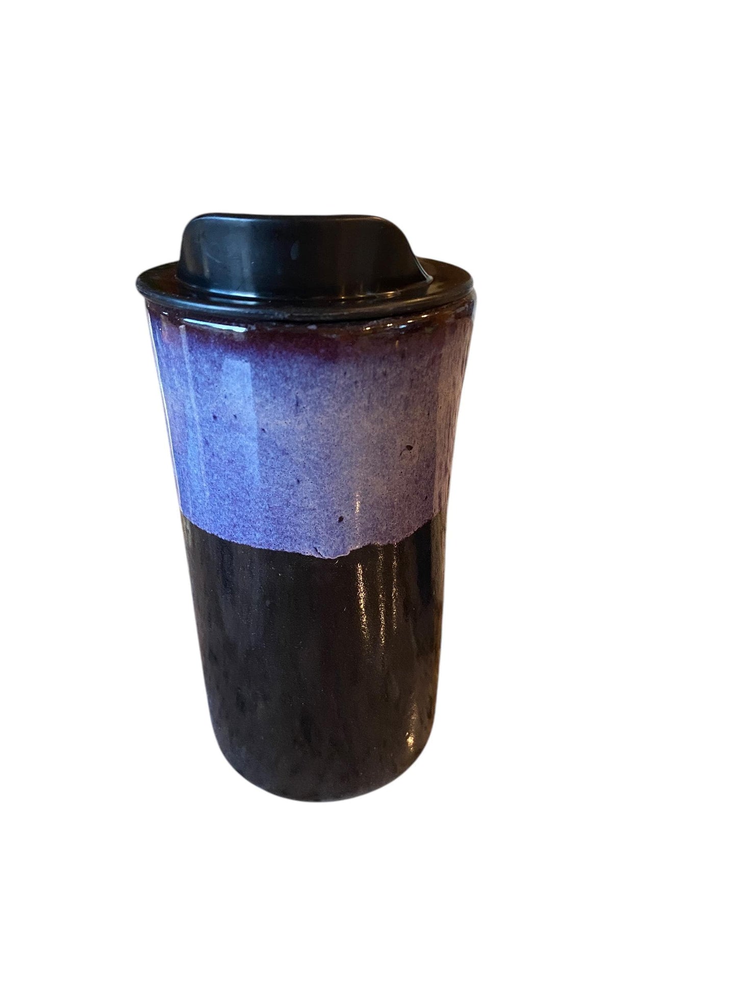 Handmade purple and black  Travel Mug - Porcelain -  Travel Coffee Cup -  Travel Mug - Pottery Mug - Coffee Mug