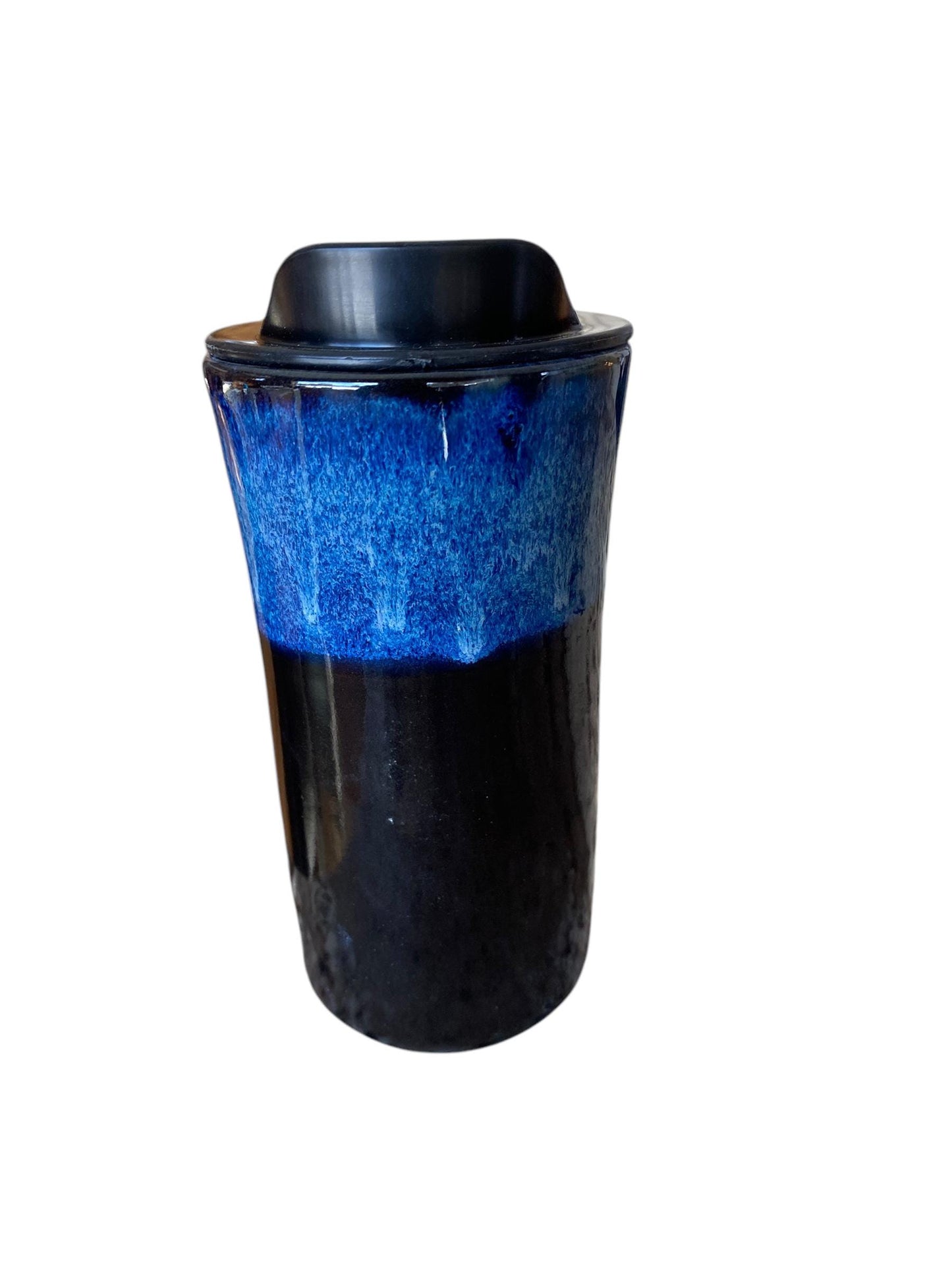 Handmade Blue Waterfall Porcelain Travel Mug with Lid