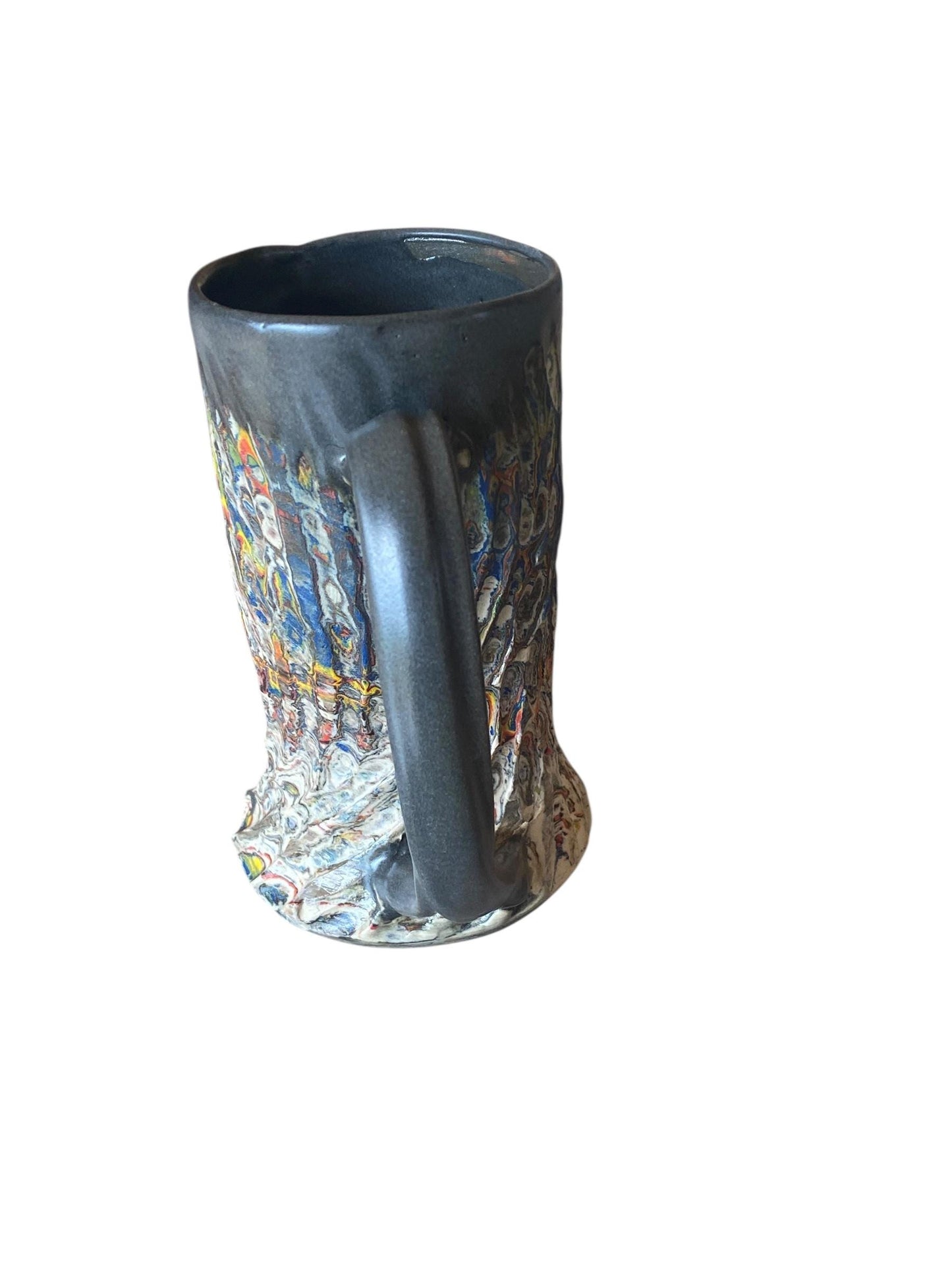 Handcrafted Japanese Neriage Porcelain Mug: Fluted Pottery Cup for Tea or Coffee (C-3)