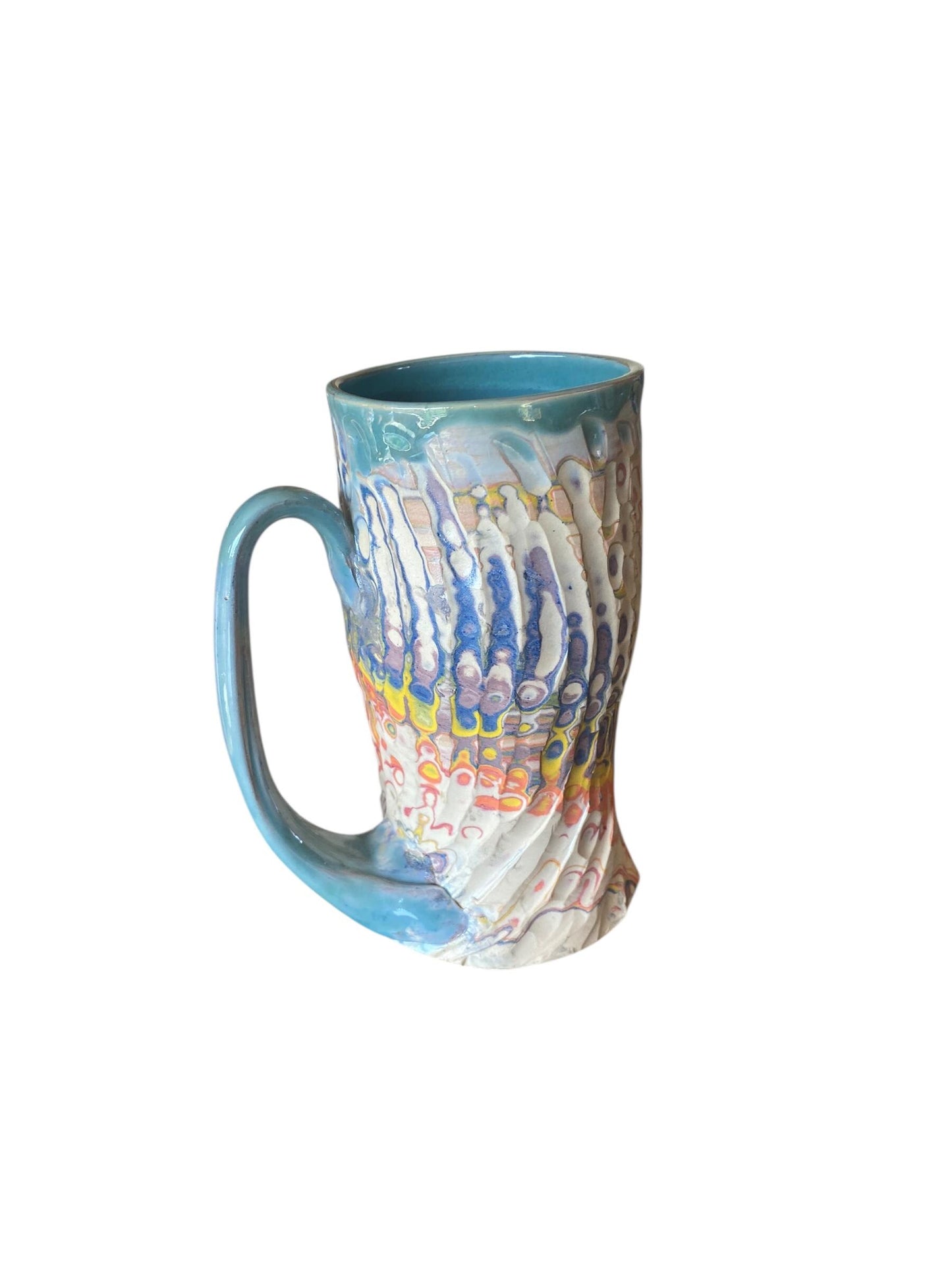 Artisanal Neriage Porcelain Mug: Hand-Carved Fluted Clay Pottery for Tea and Coffee (C4)