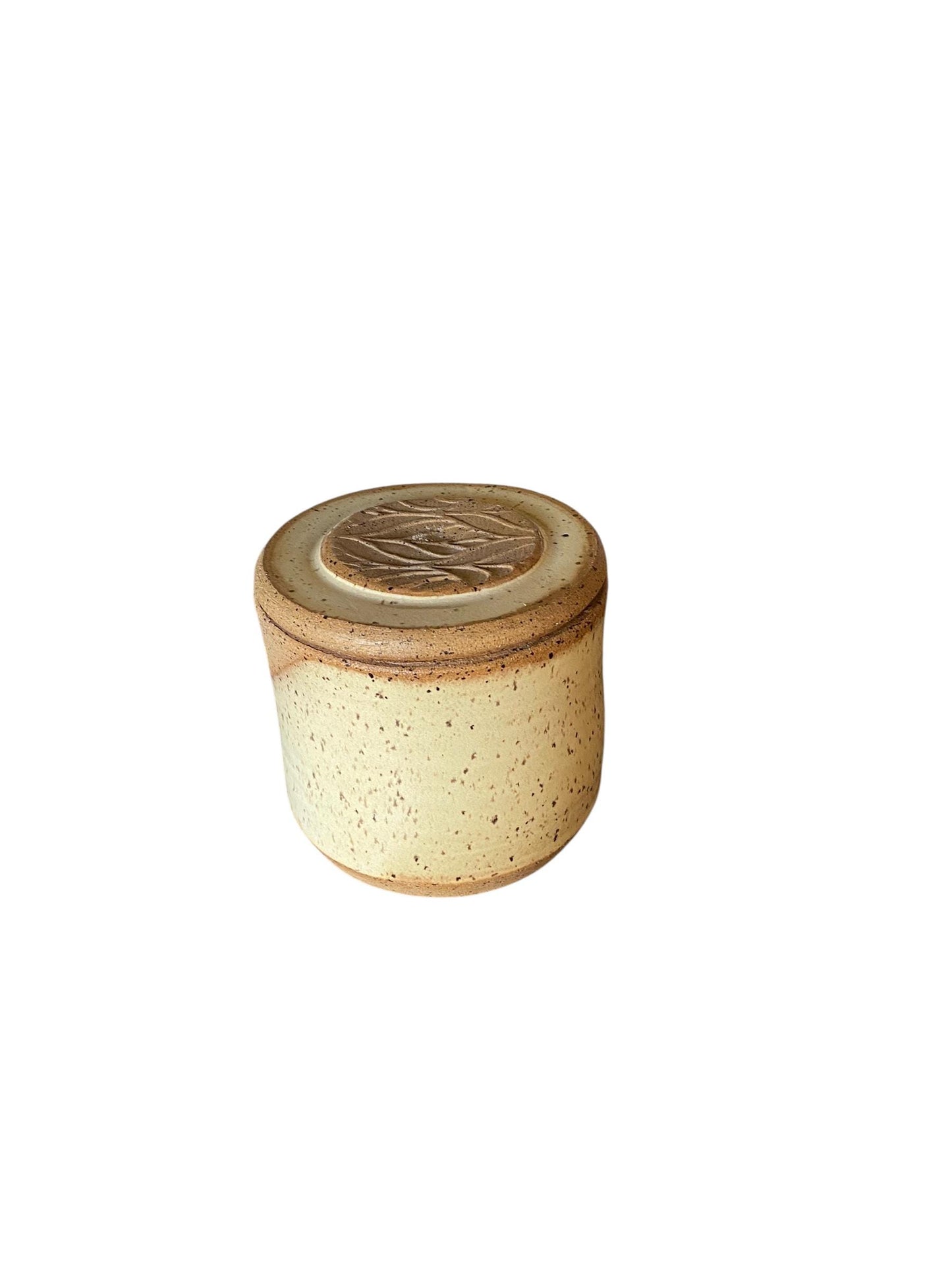 Handcrafted Yellow Speckled Stoneware French Butter Keeper: Ceramic Crock for Fresh Spreads