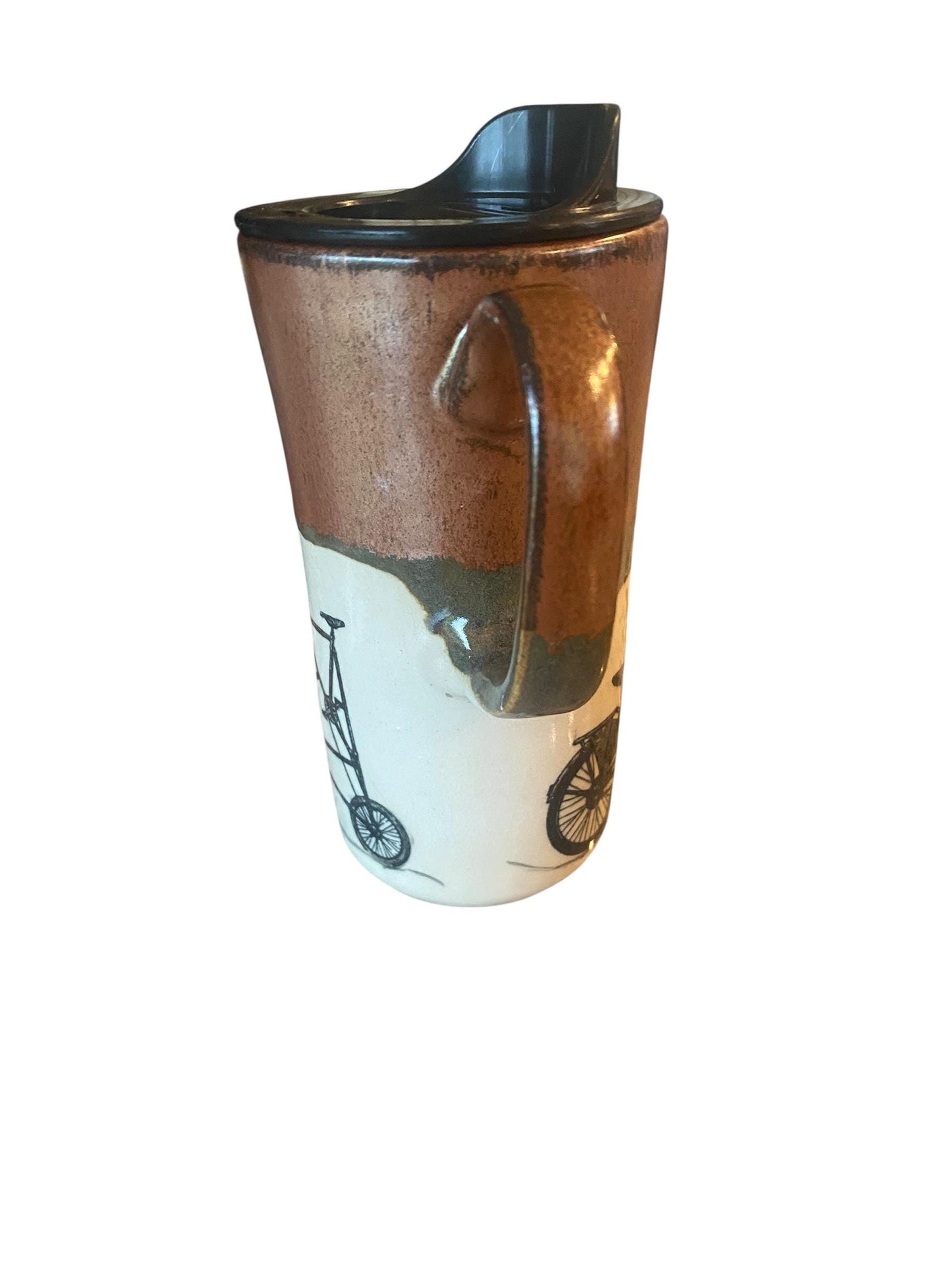 16oz Speaking Bunny & Buffalo Travel Mug - Handmade Stoneware Coffee Cup 'What's up doc?'