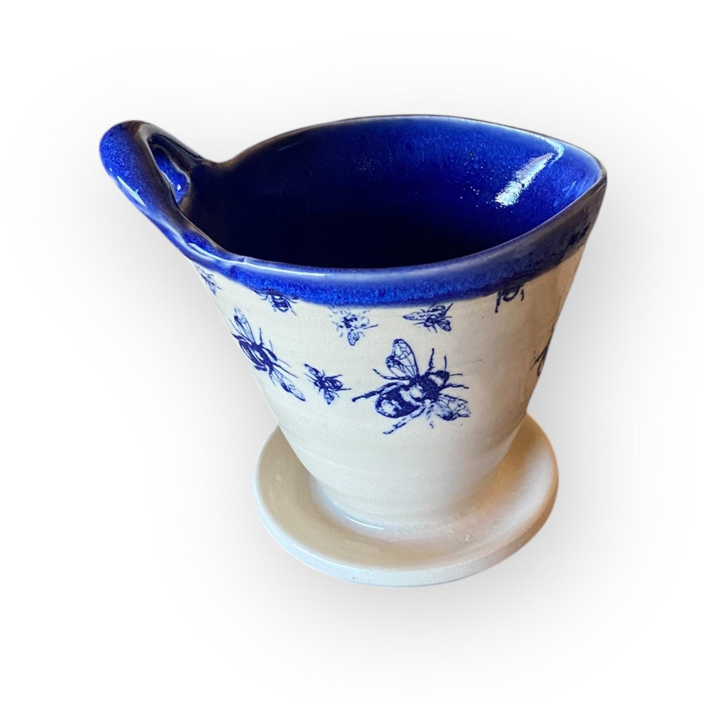 Bee-Themed Pour Over – Handmade Pottery Coffee Drip Filter | Melitta-Style Ceramic Pour Over Coffee Maker | Artisan Coffee Brewing Set