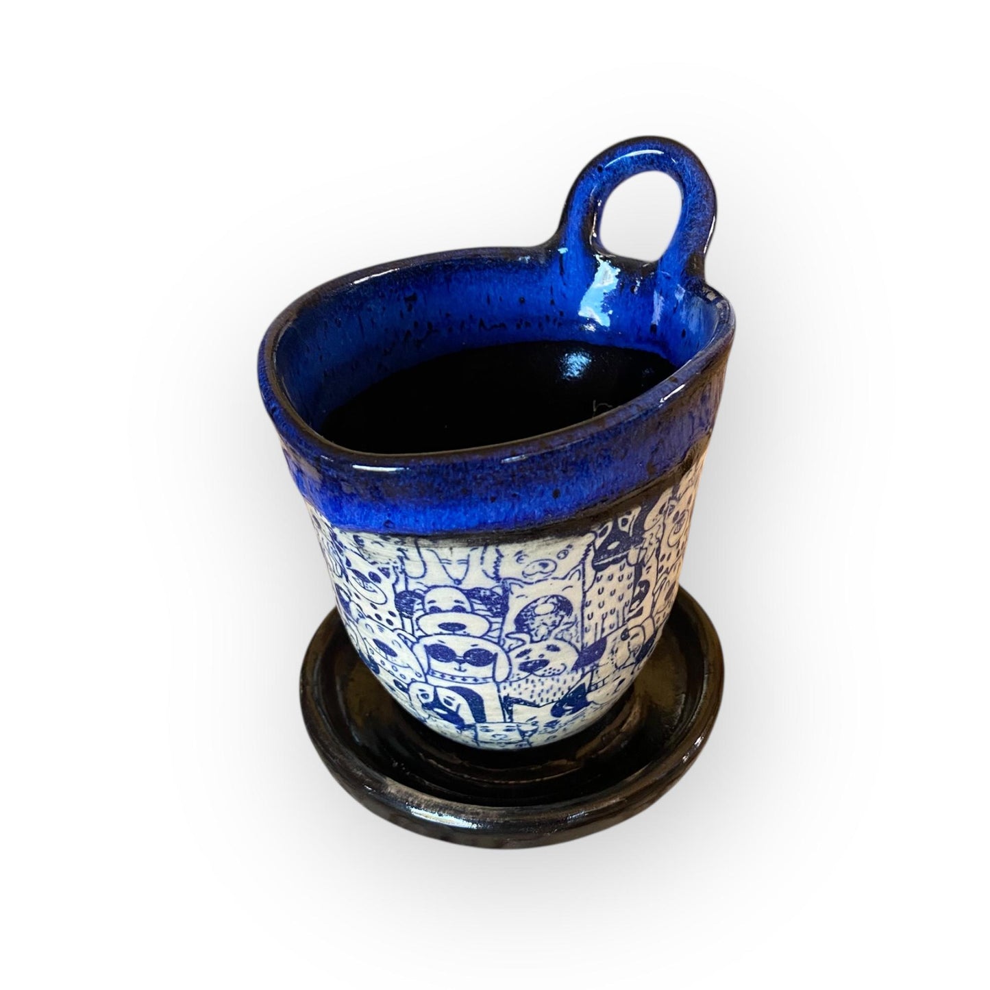 Dog-Themed Handmade Ceramic Pour Over Coffee Drip Filter | Artisan Pottery Brewing Set | Melitta-Style Maker