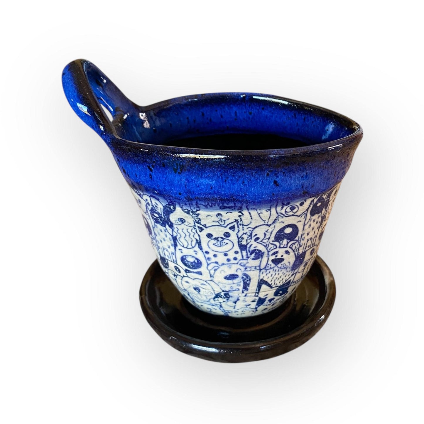 Dog-Themed Handmade Ceramic Pour Over Coffee Drip Filter | Artisan Pottery Brewing Set | Melitta-Style Maker