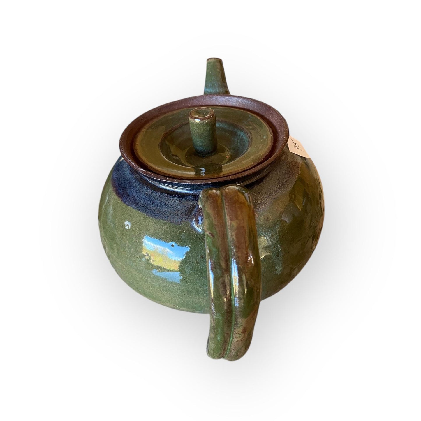 Handcrafted 5-Cup Stoneware Teapot: Red & Green Reactive Glaze, Wheel-Thrown Ceramic Tea Pot