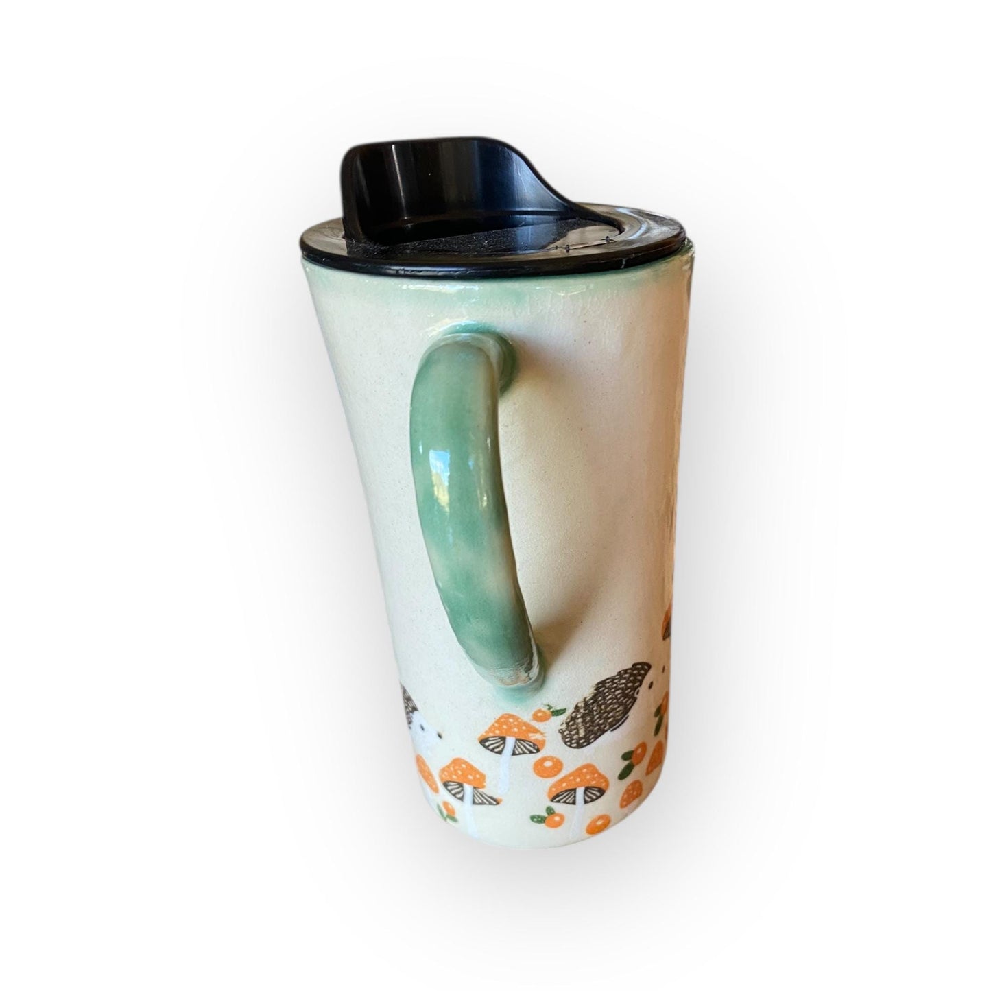 Large 16 oz Hedgehog Travel Mug – Handmade Stoneware Coffee Cup with BPA-Free Locking Lid | Pottery To-Go Mug | Artisan Ceramic Mug