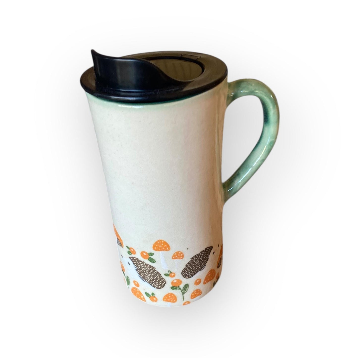 Large 16 oz Hedgehog Travel Mug – Handmade Stoneware Coffee Cup with BPA-Free Locking Lid | Pottery To-Go Mug | Artisan Ceramic Mug