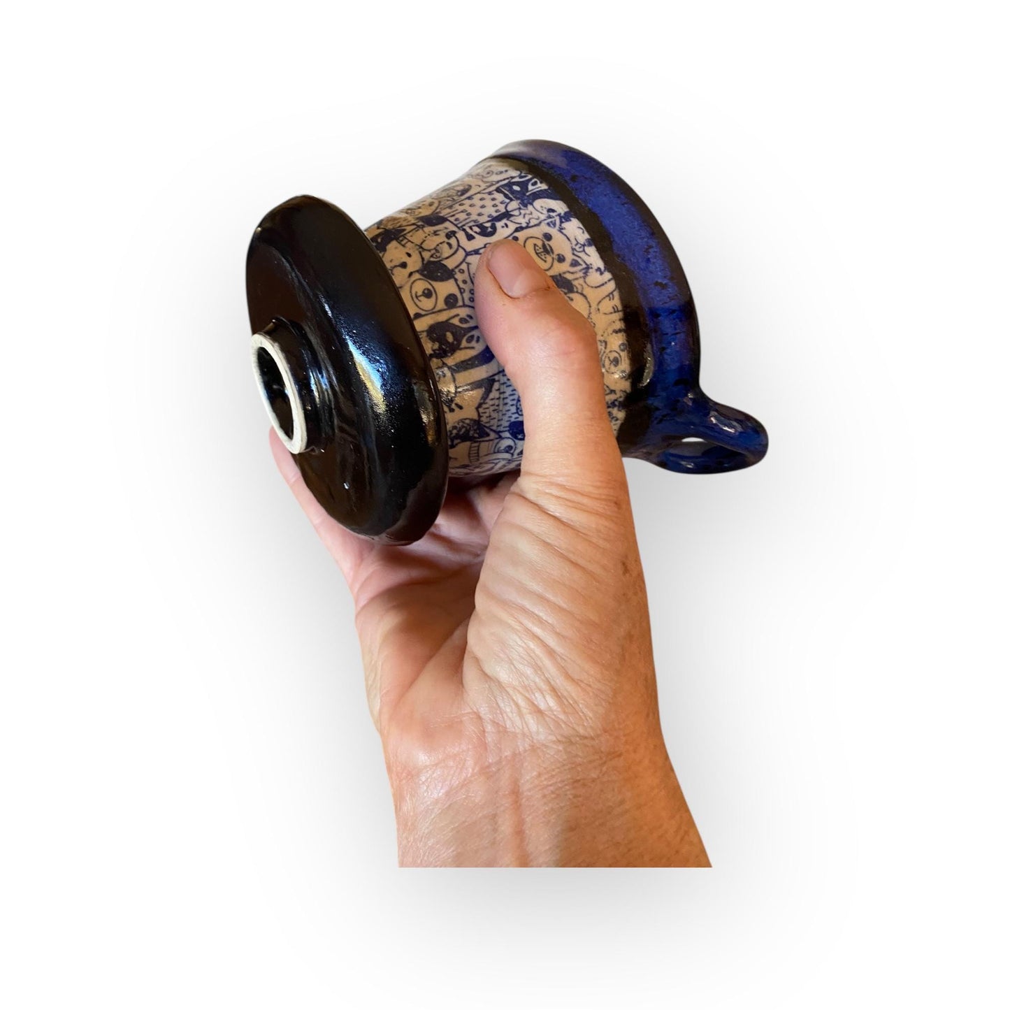 Dog-Themed Handmade Ceramic Pour Over Coffee Drip Filter | Artisan Pottery Brewing Set | Melitta-Style Maker