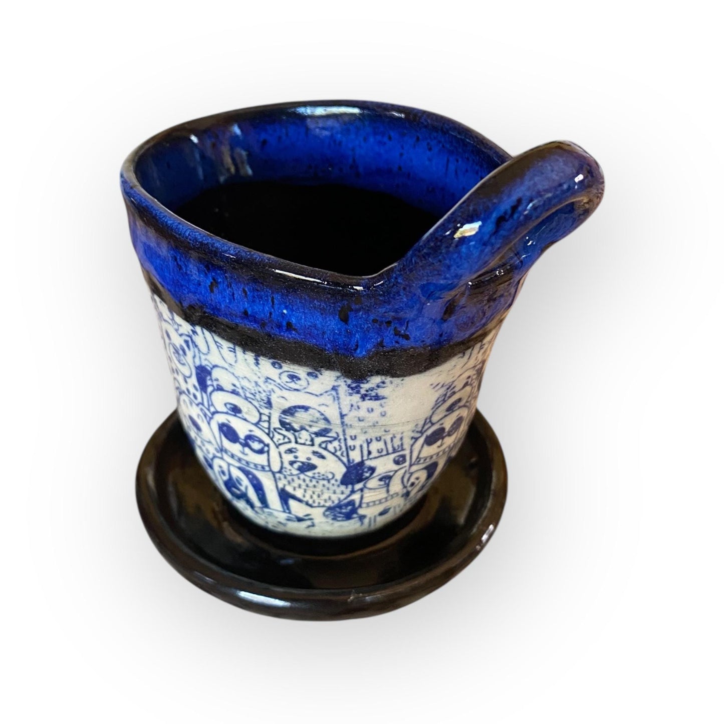 Dog-Themed Handmade Ceramic Pour Over Coffee Drip Filter | Artisan Pottery Brewing Set | Melitta-Style Maker