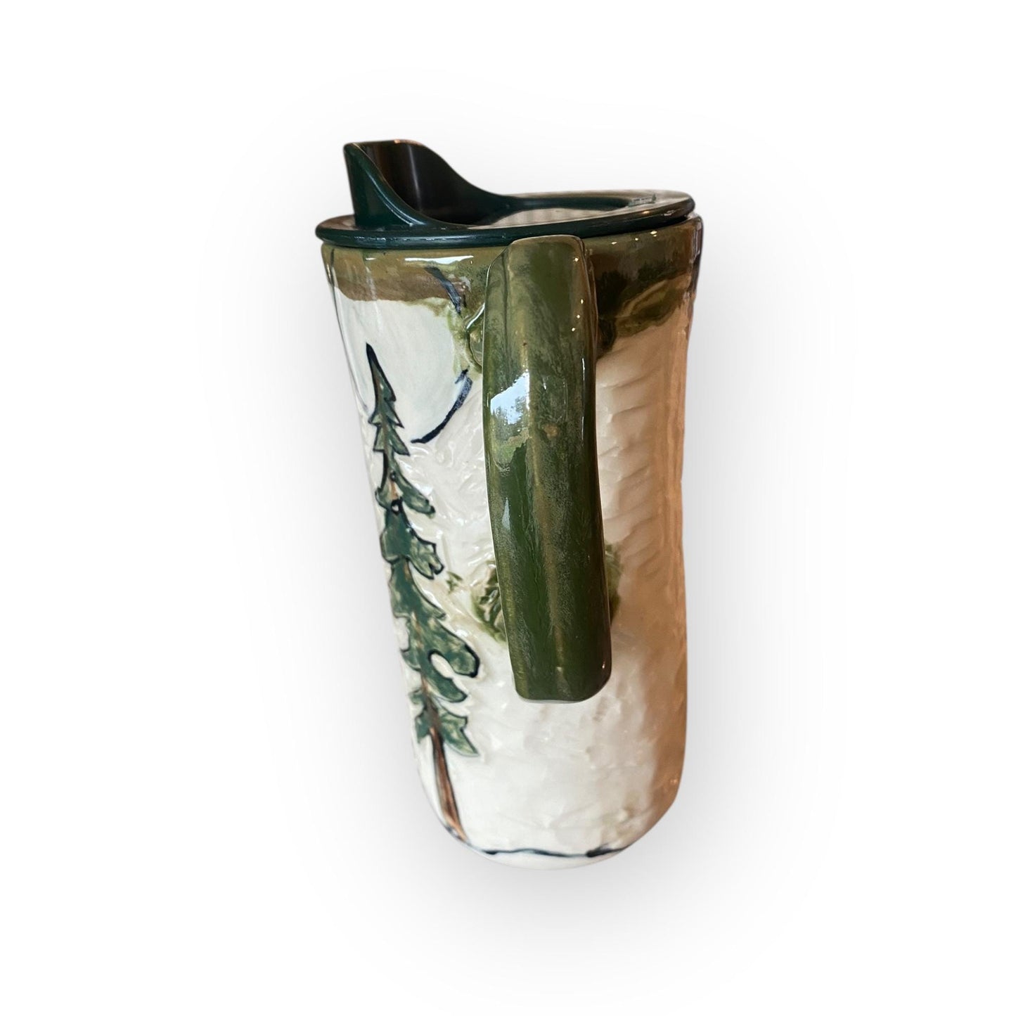 Hand-Painted Bigfoot Stoneware Travel Mug: Unique Ceramic Sasquatch Cup for Outdoor Enthusiasts