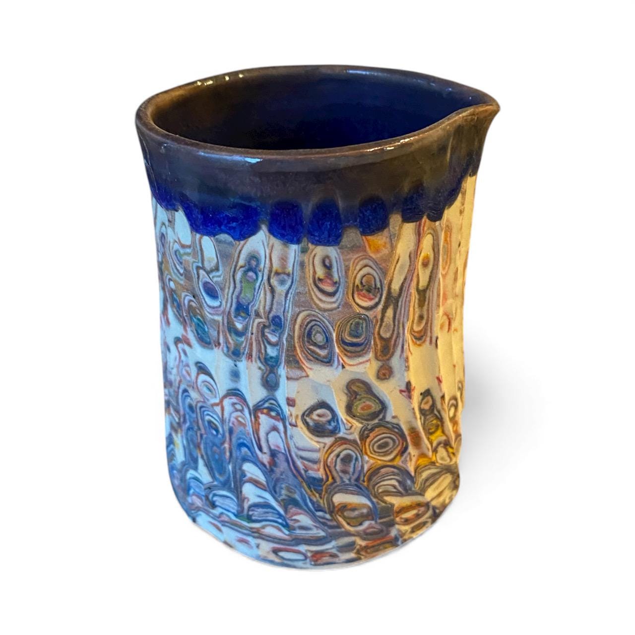 Handmade Hand-Carved Agateware Creamer - 8 Ounce Size (C-18)