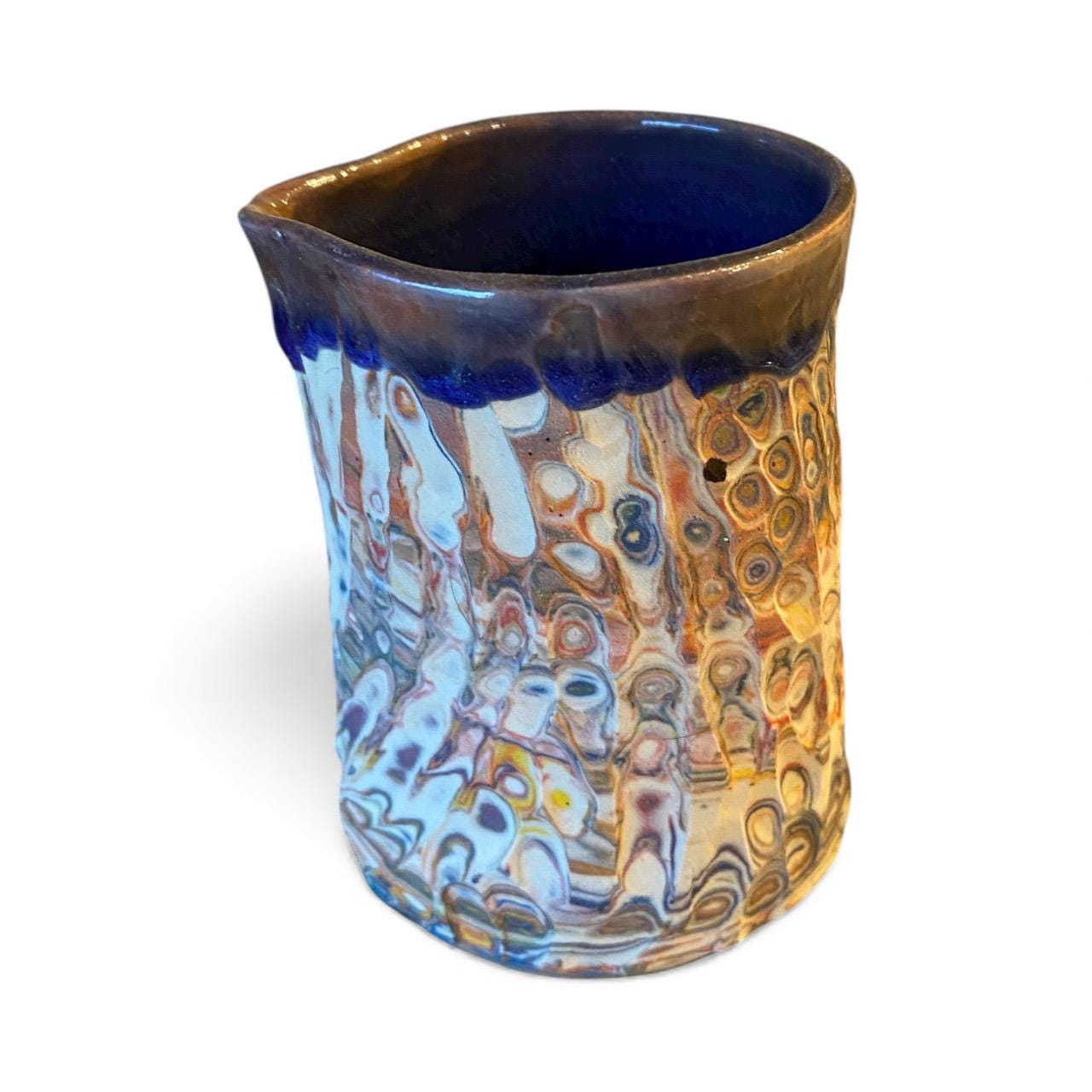 Handmade Hand-Carved Agateware Creamer - 8 Ounce Size (C-18)