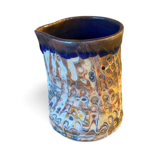 Handmade Hand-Carved Agateware Creamer - 8 Ounce Size (C-18)