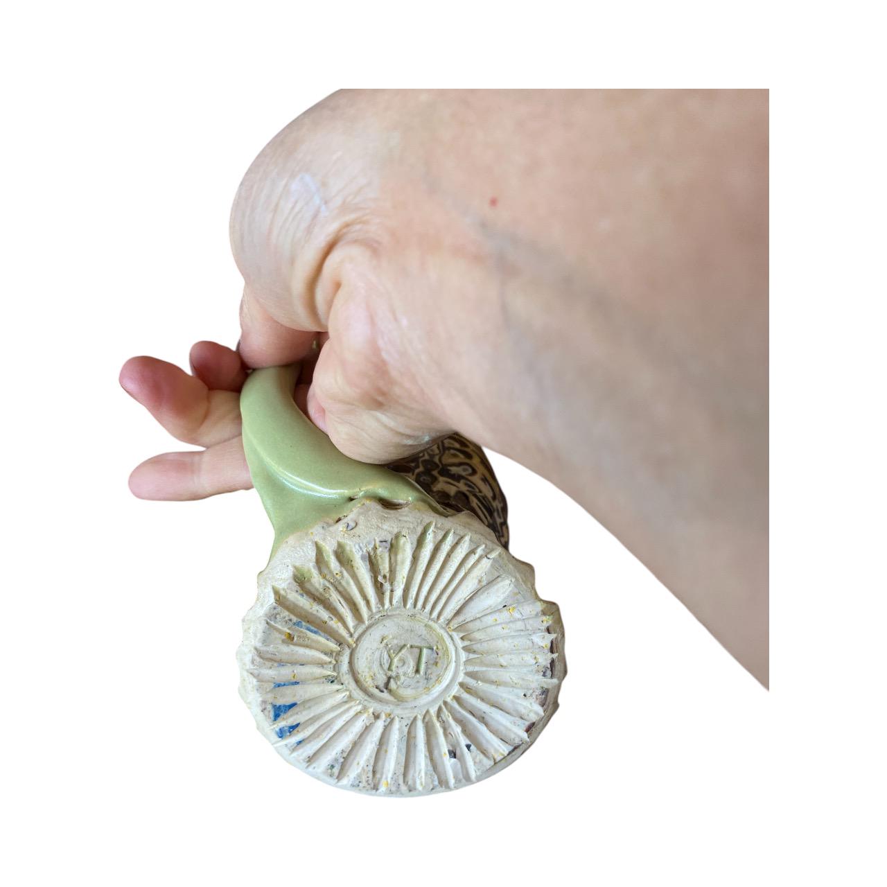Artisanal Greens and Browns Neriage Porcelain Mug: Hand-Carved Pottery for Tea and Coffee (C-21)
