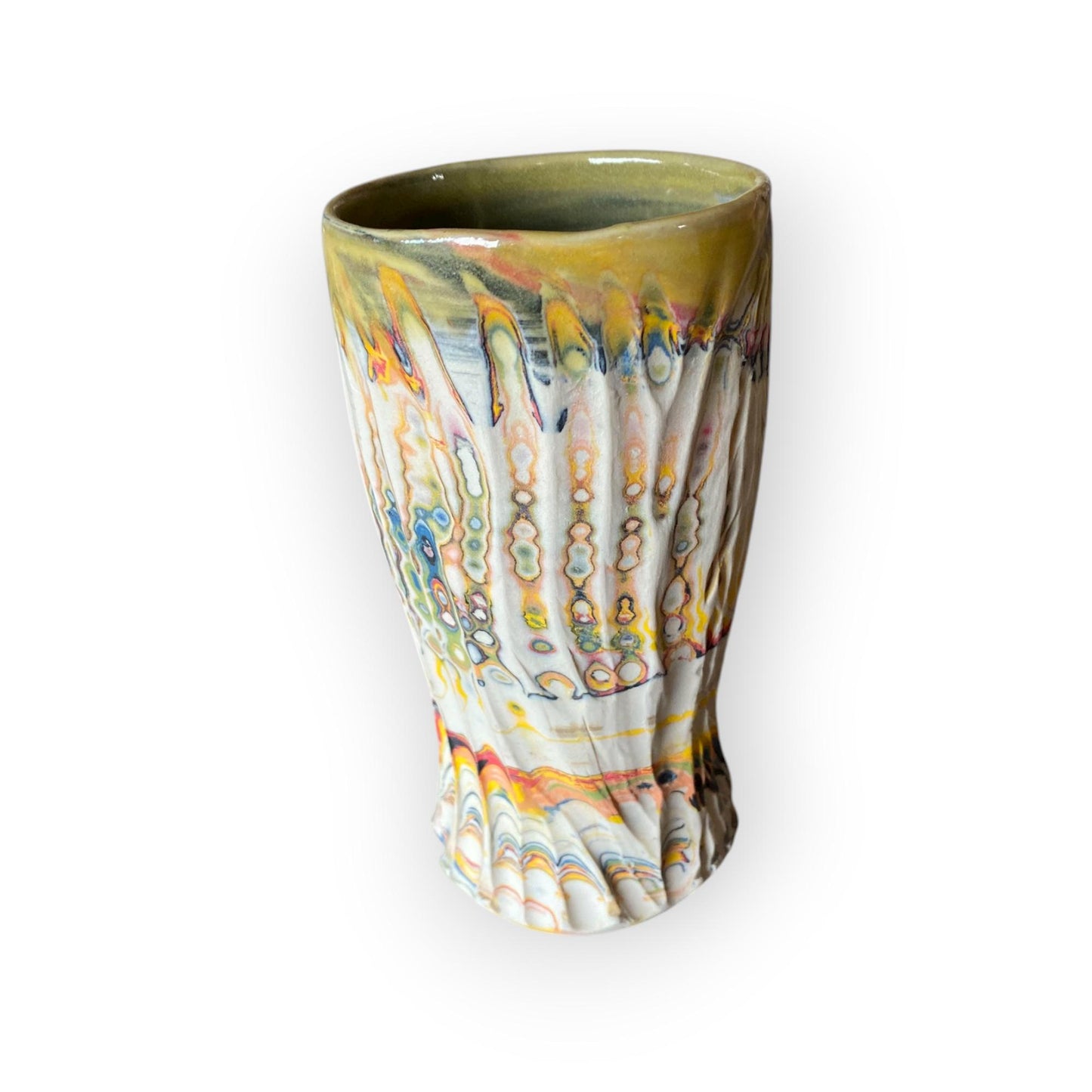 Artisanal Neriage 17 Ounce Porcelain Mug: Hand-Carved Clay Pottery for Tea and Coffee (C-31)
