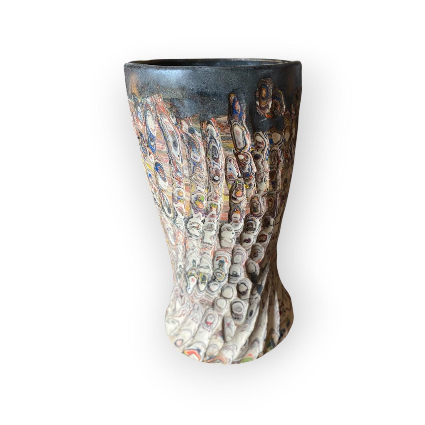 Artisanal Neriage 19 Ounce Porcelain Mug: Hand-Carved Clay Pottery for Tea and Coffee (C33)